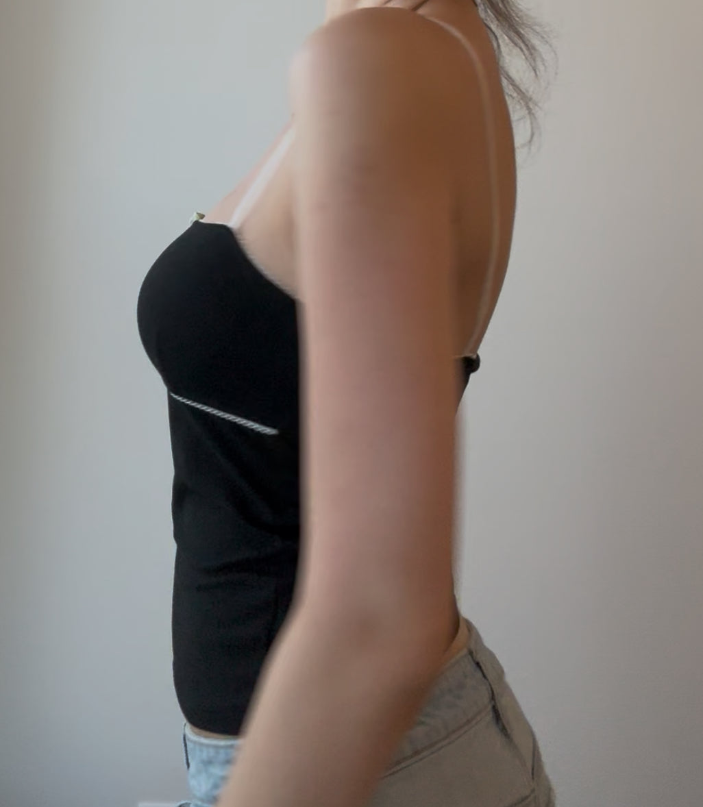 Black Cami with Rose and Lace