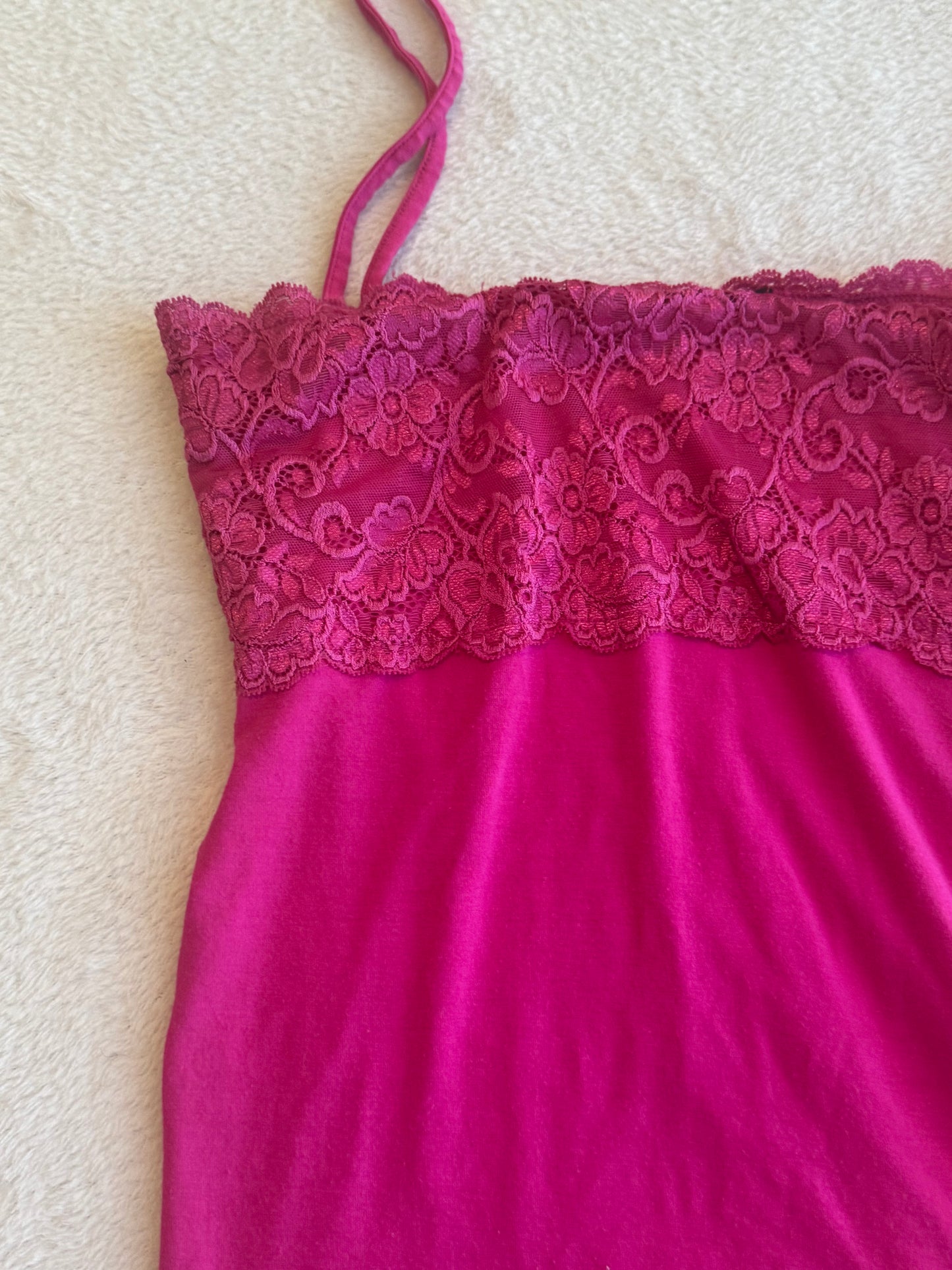 Y2K Pink Cami with Lace