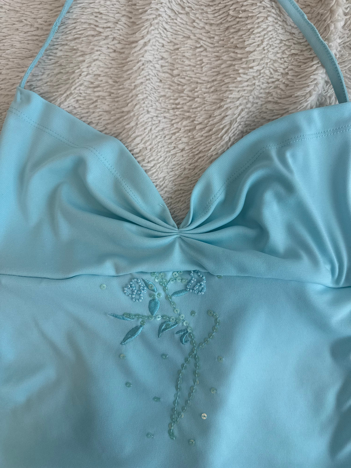Gorgeous Teal Halter with Sequin