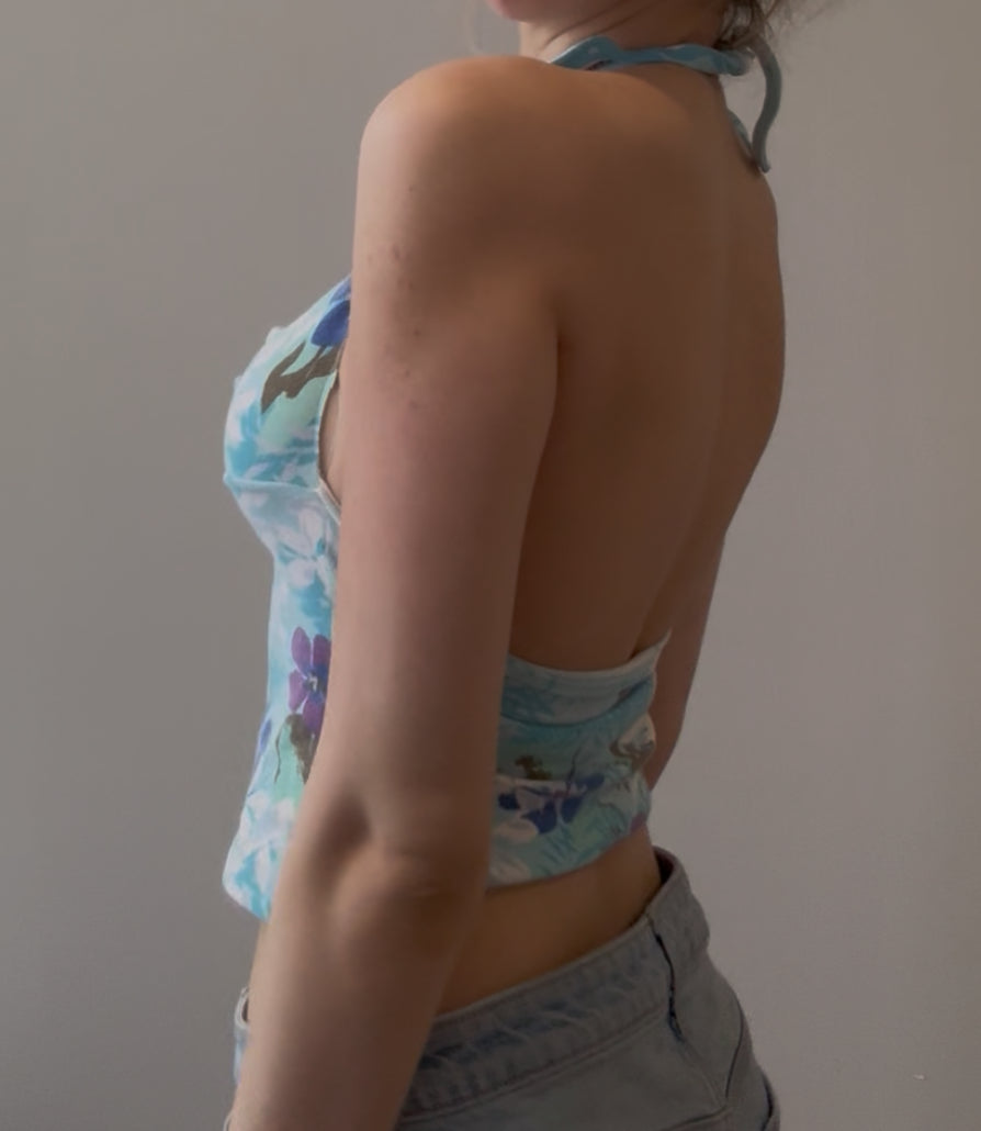 Summery Hibiscus Flower Halter Top