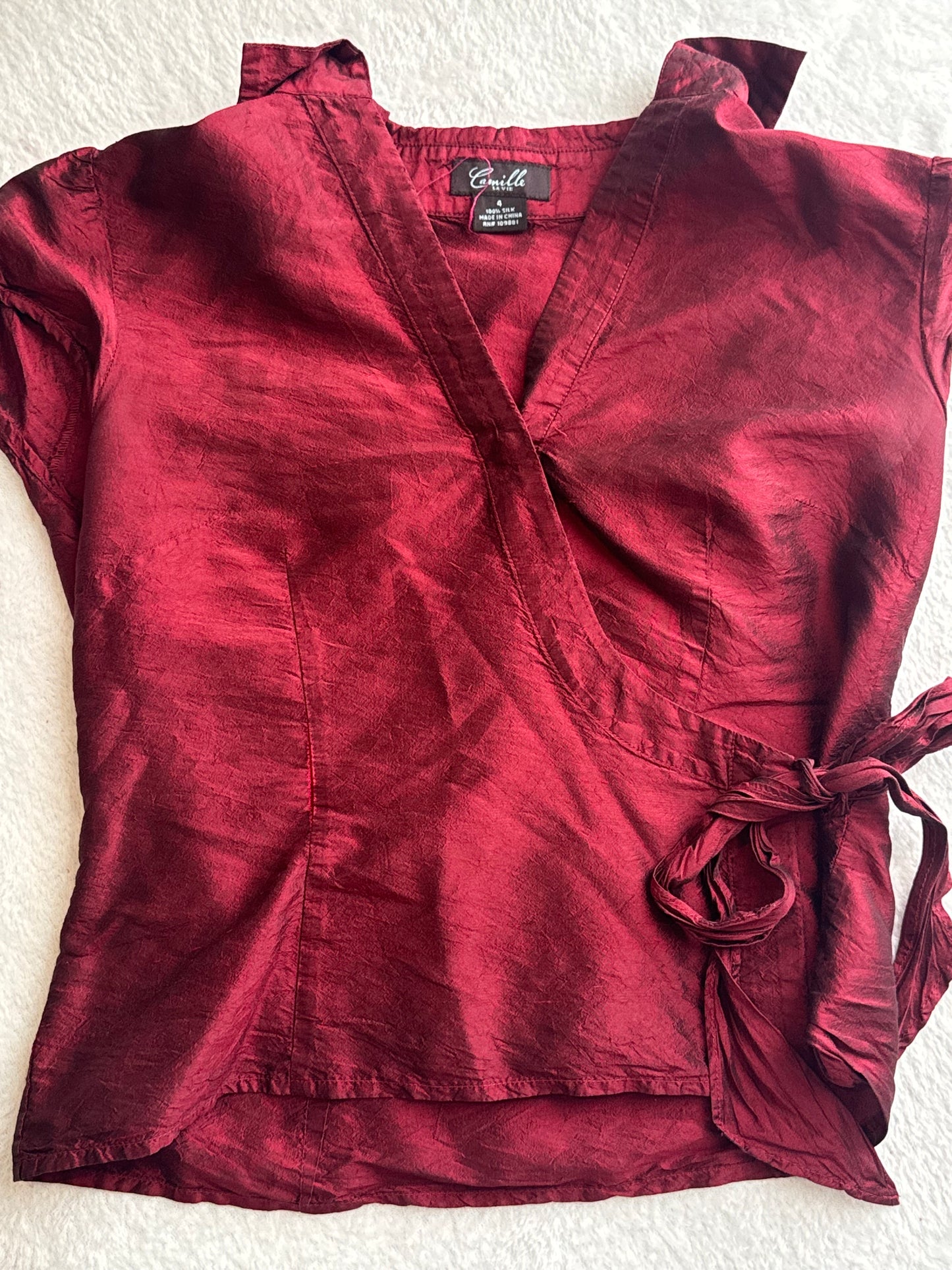 Dark Red Top with Side Tie