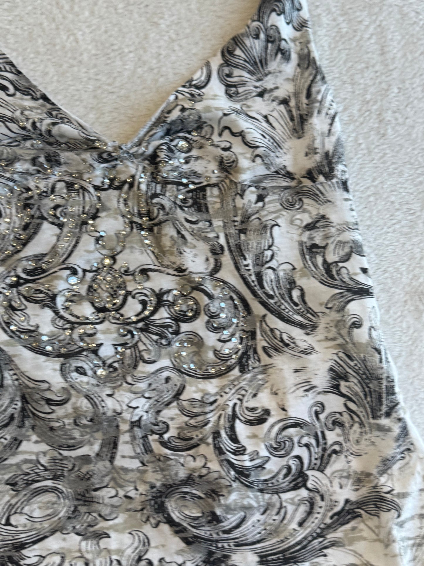 Y2K Black and White Halter Top with Sequins