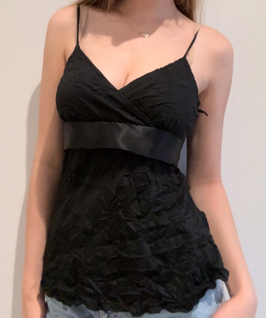 Black Going Out Top with Bow