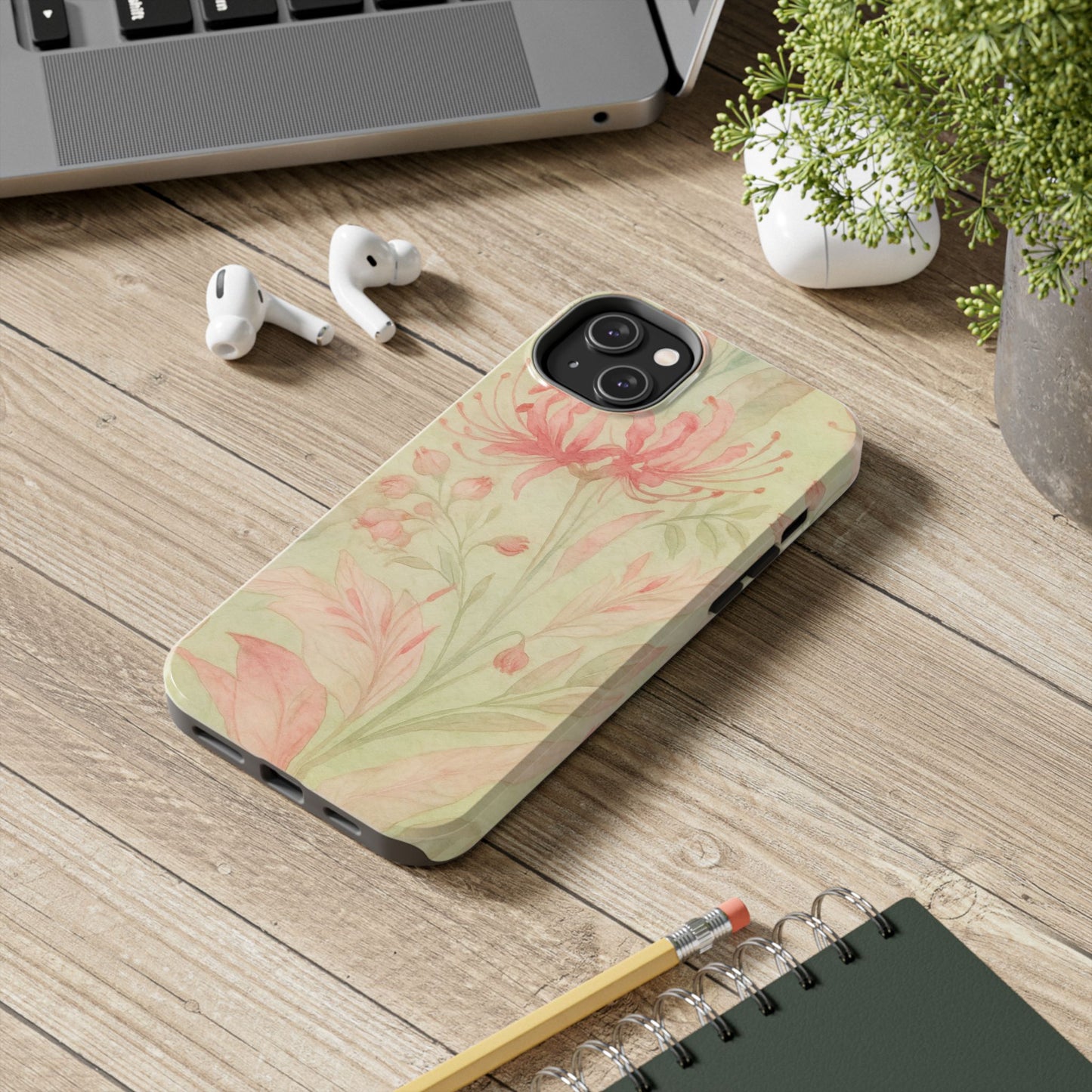 Pink Mint Floral - Protective Phone Case