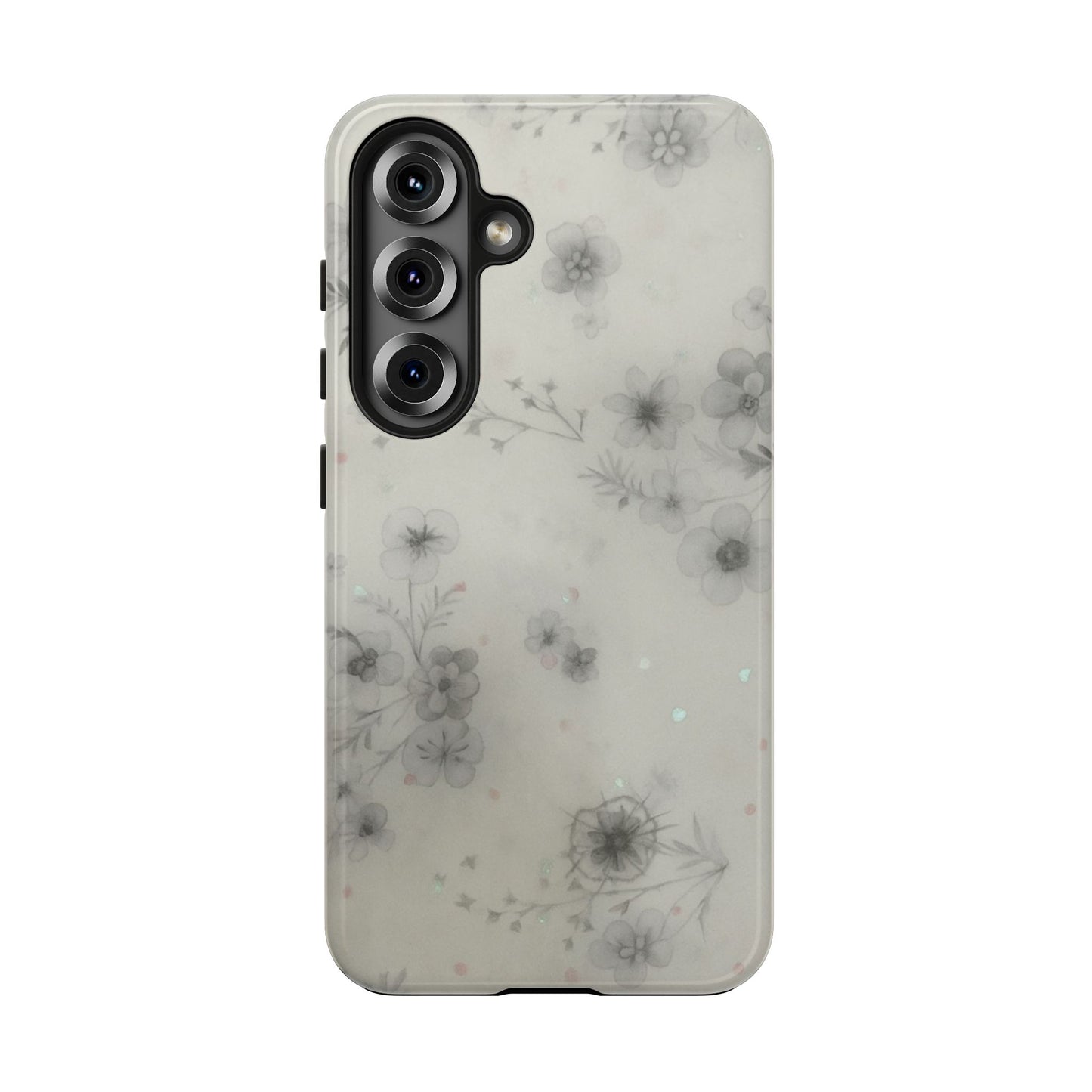 Misty Gray Floral - Protective Phone Case