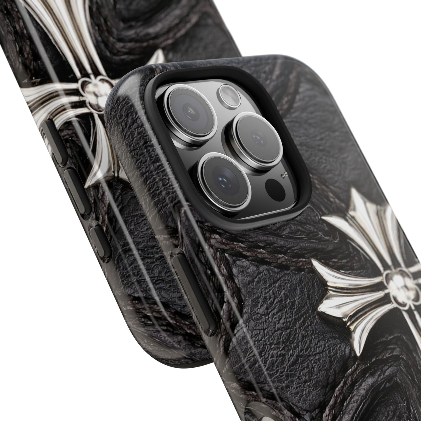 Black Leather Cross - Protective Phone Case