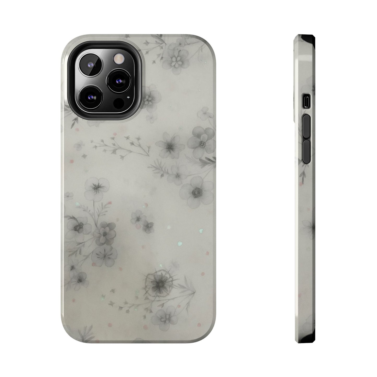 Misty Gray Floral - Protective Phone Case