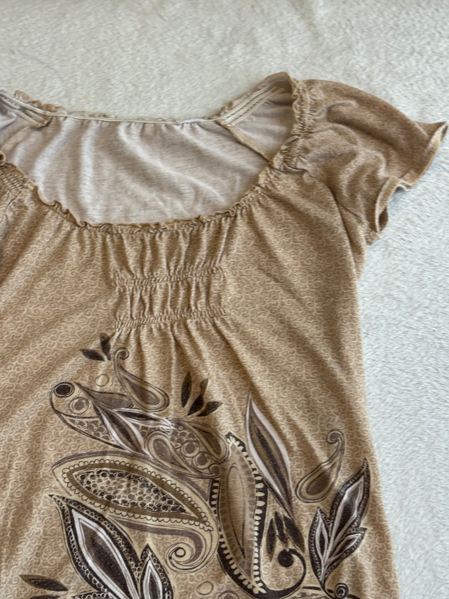 Light Brown Baby Tee with Unique Brown Design