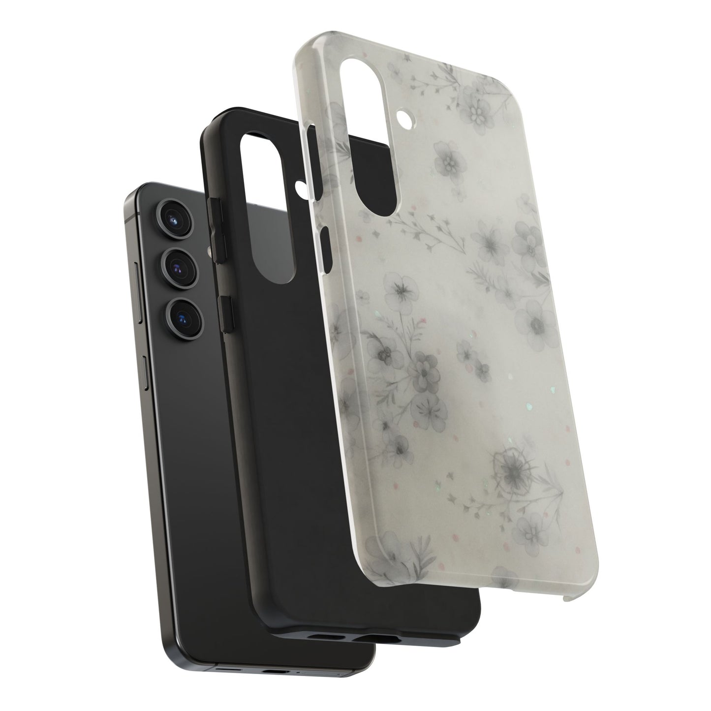 Misty Gray Floral - Protective Phone Case