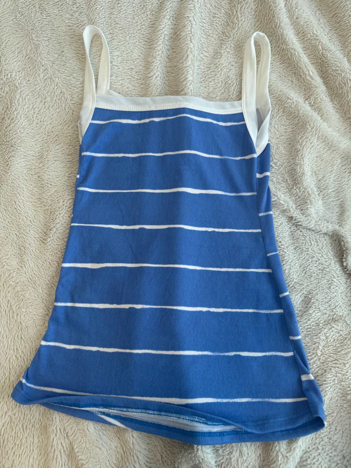 Blue and White Striped Fitted Top