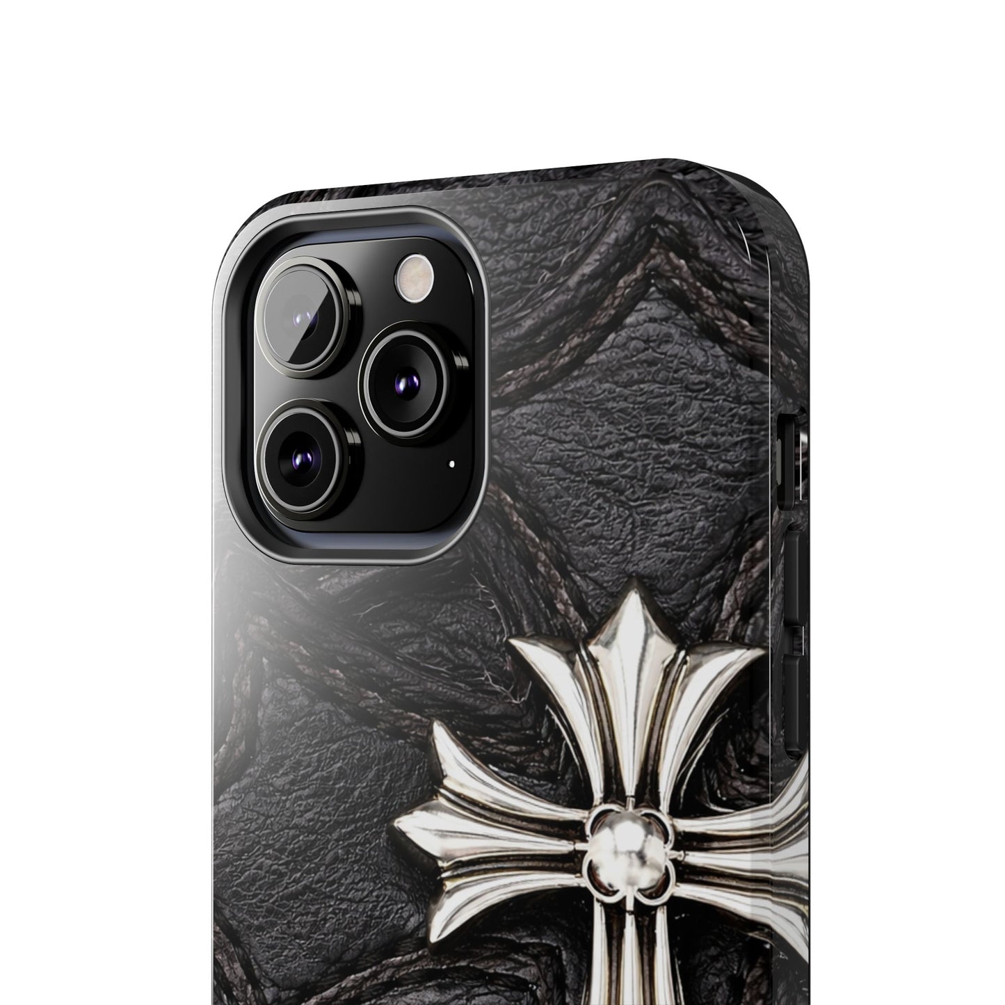 Black Leather Cross - Protective Phone Case