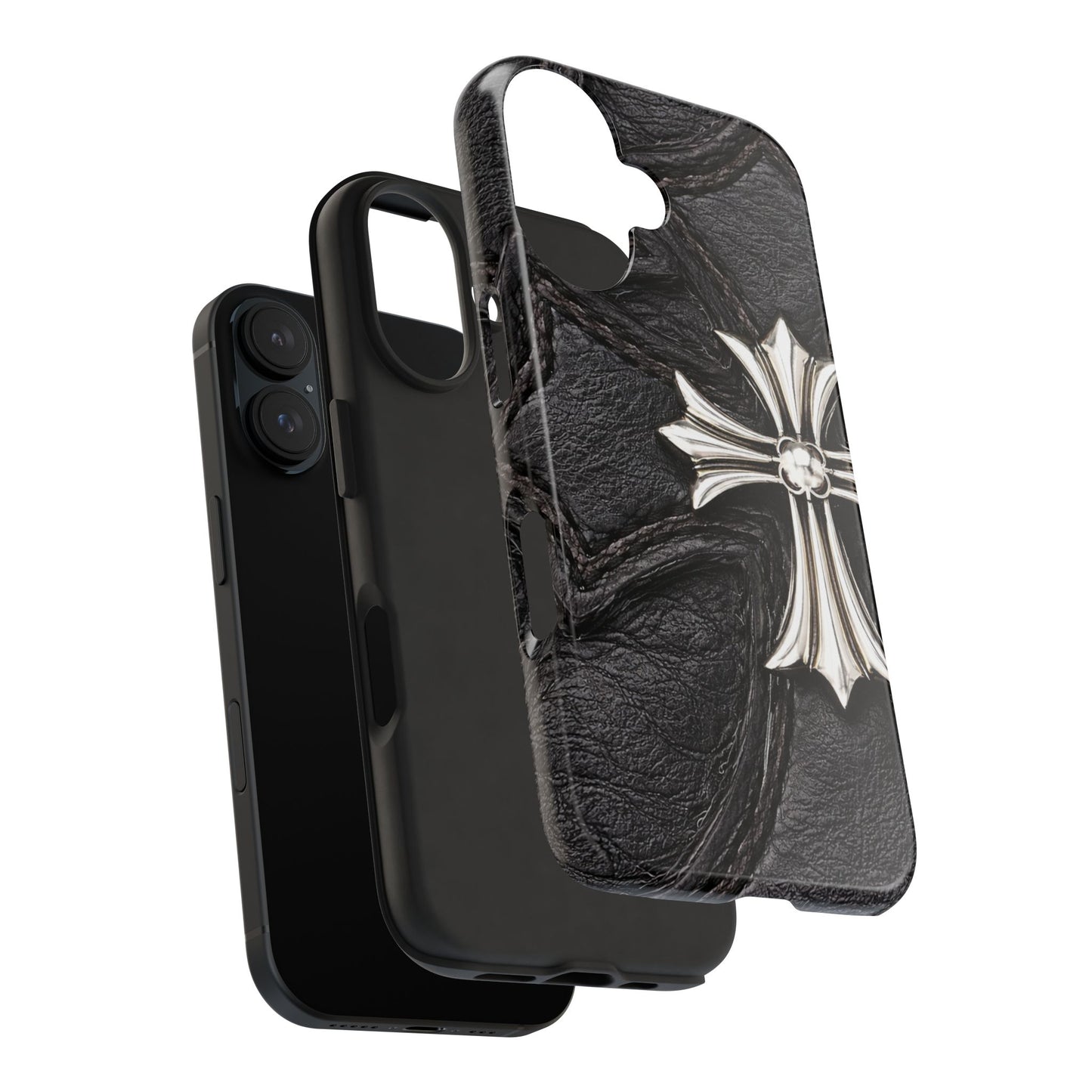 Black Leather Cross - Protective Phone Case