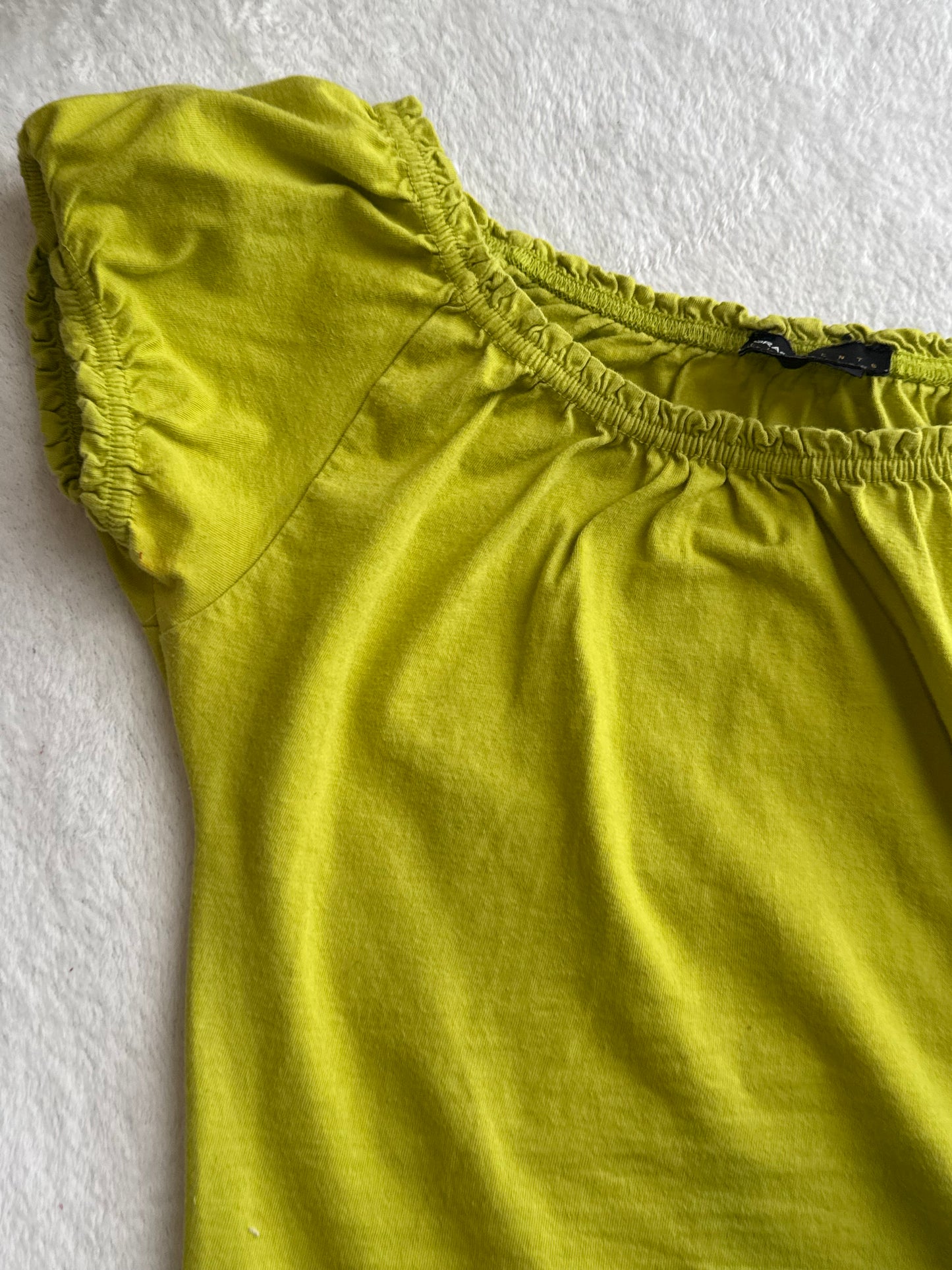 Fitted Green Top with Ruffles