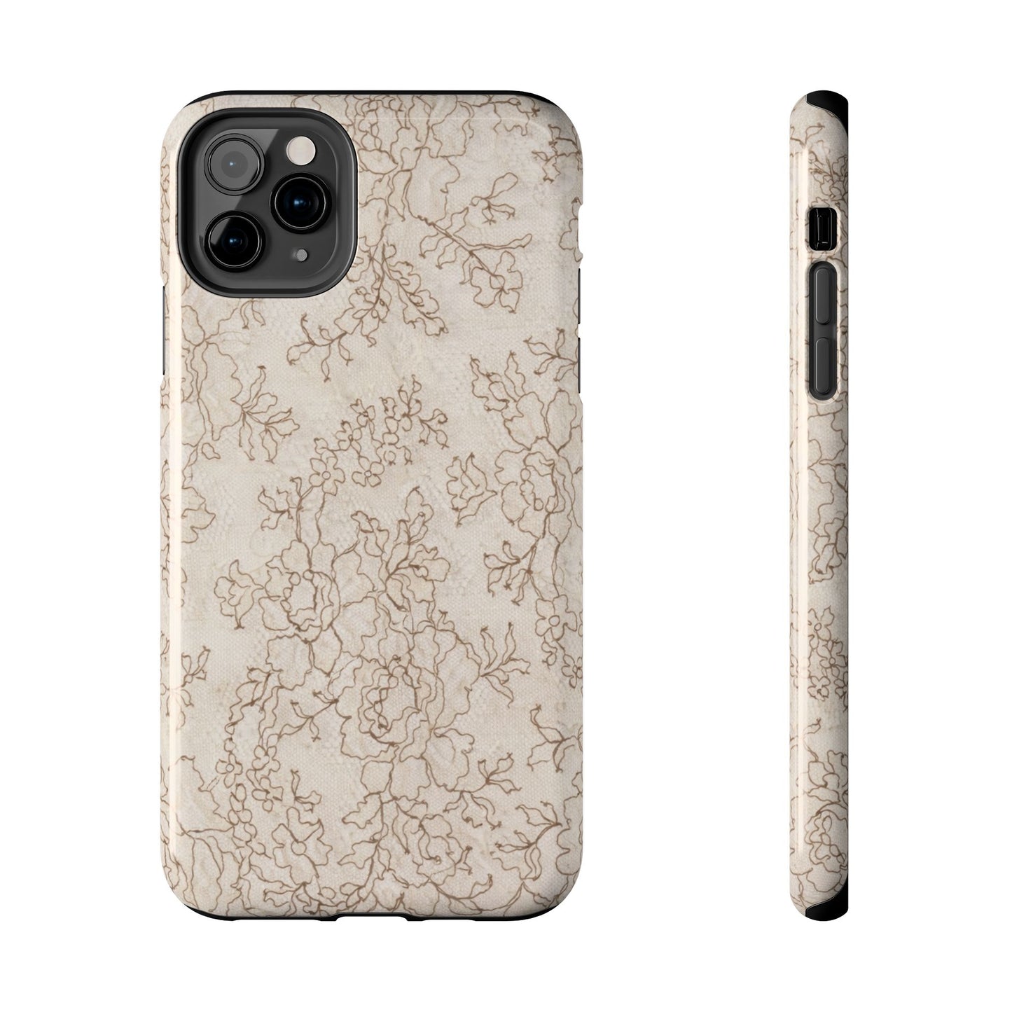 Vintage Beige Lace - Protective Phone Case