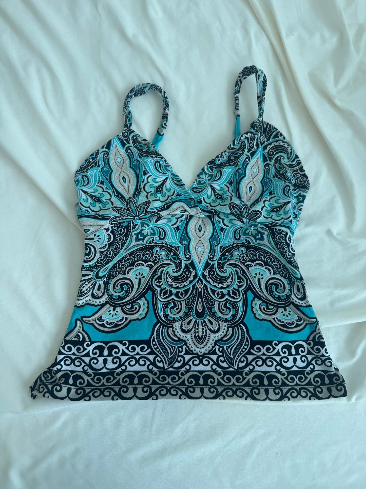 Y2K Aqua Babydoll Top with Unique Design