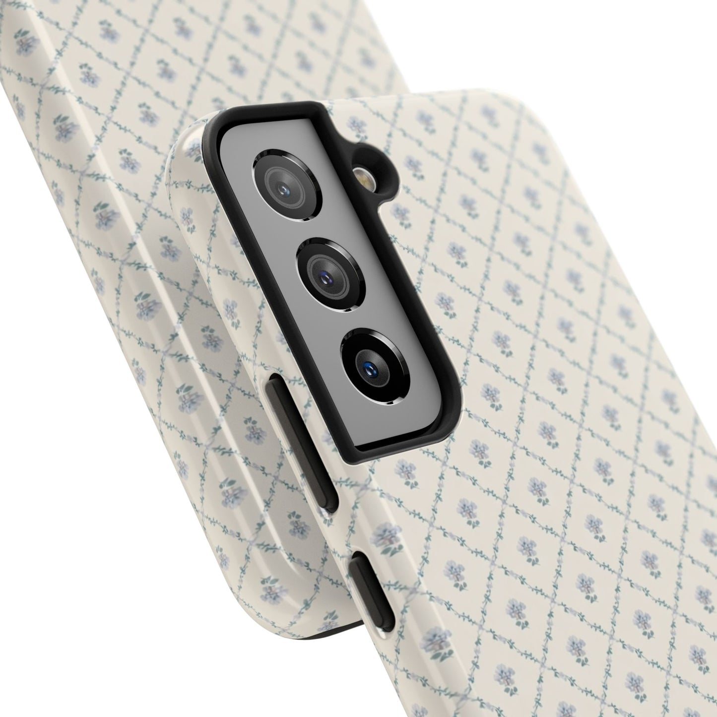 Vintage Blue Floral Wallpaper - Protective Phone Case