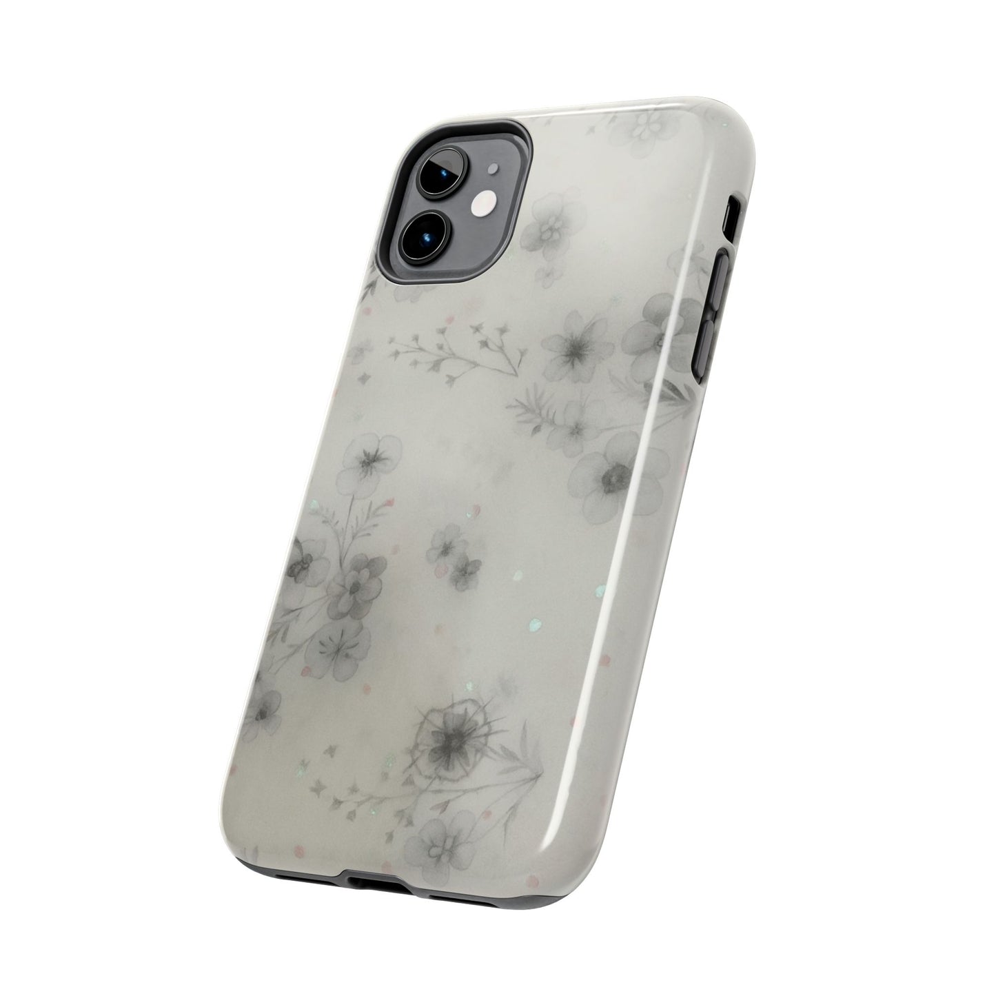 Misty Gray Floral - Protective Phone Case