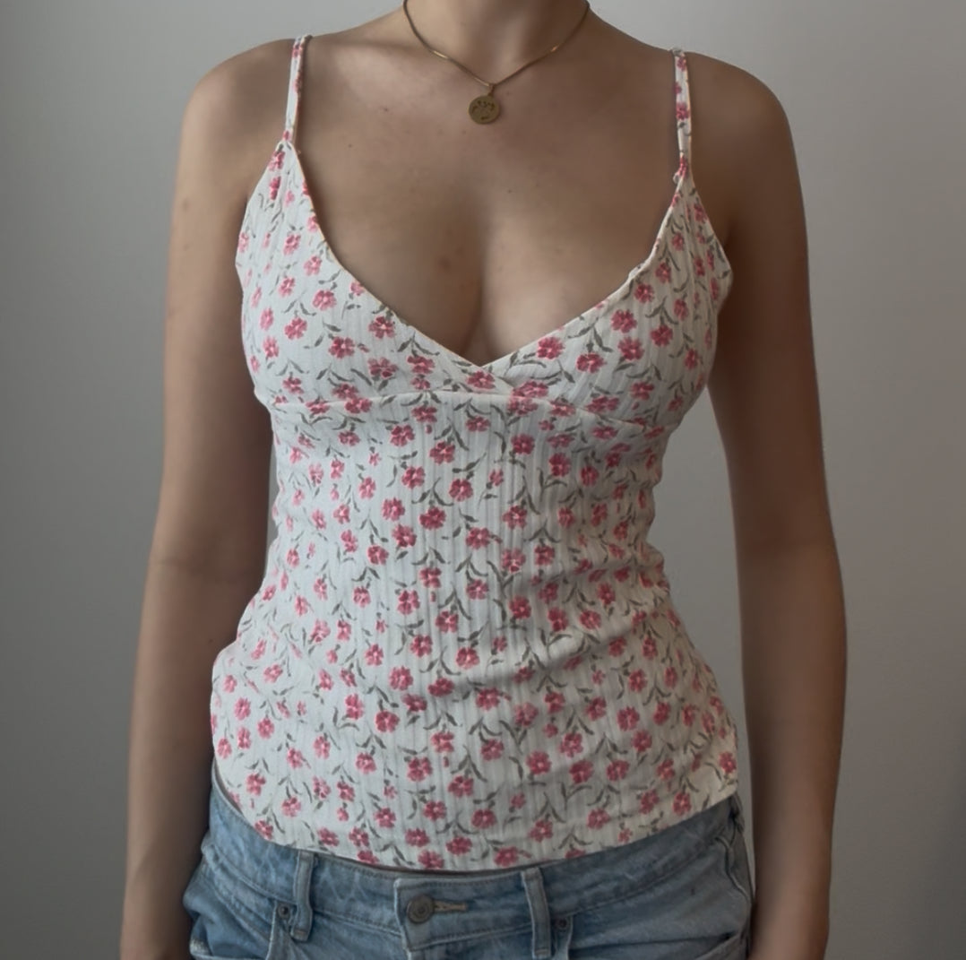 White and Pink Floral Tube with Add-on Adjustable Belt