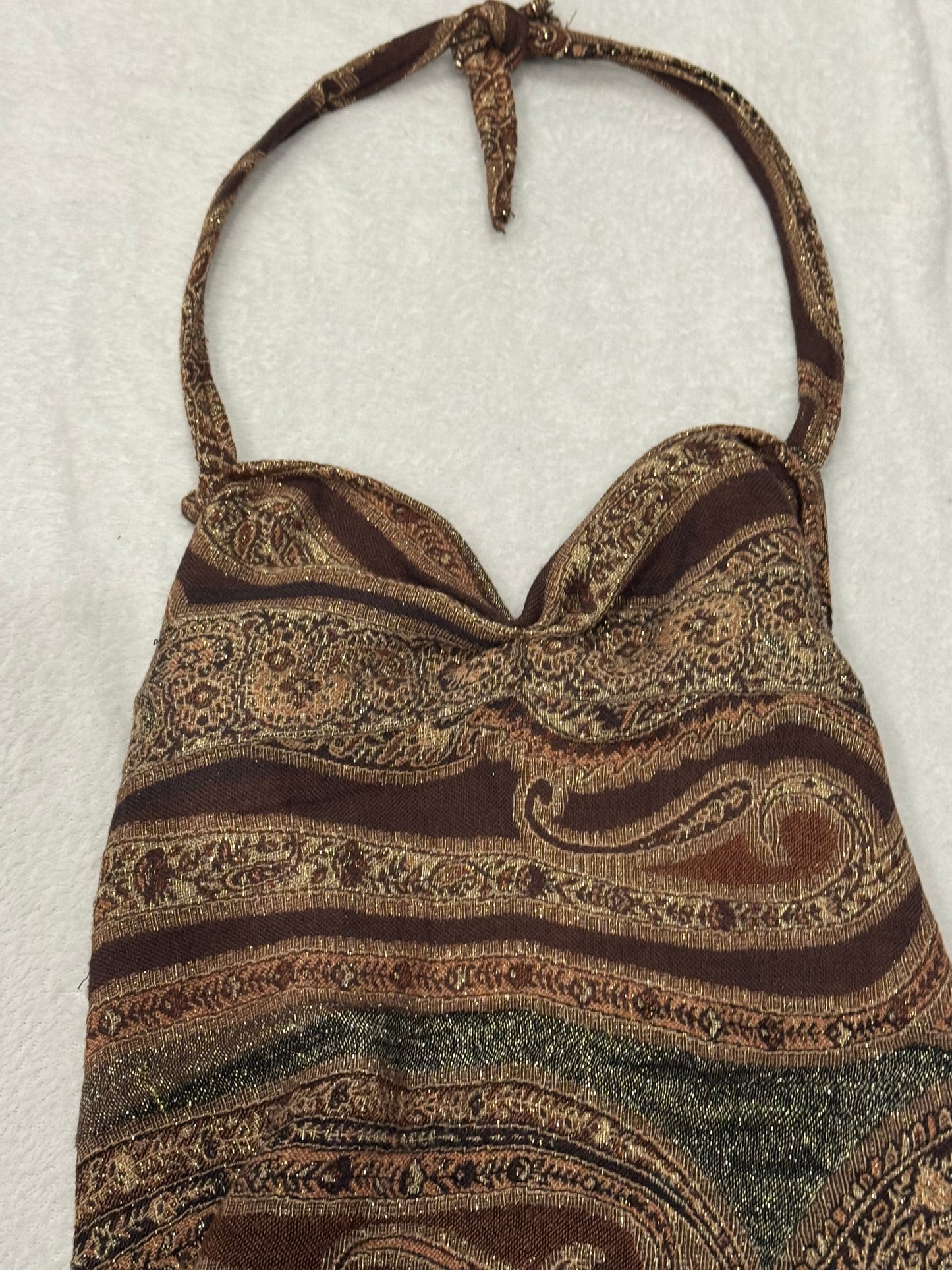 Brown Halter Top with Tie Back