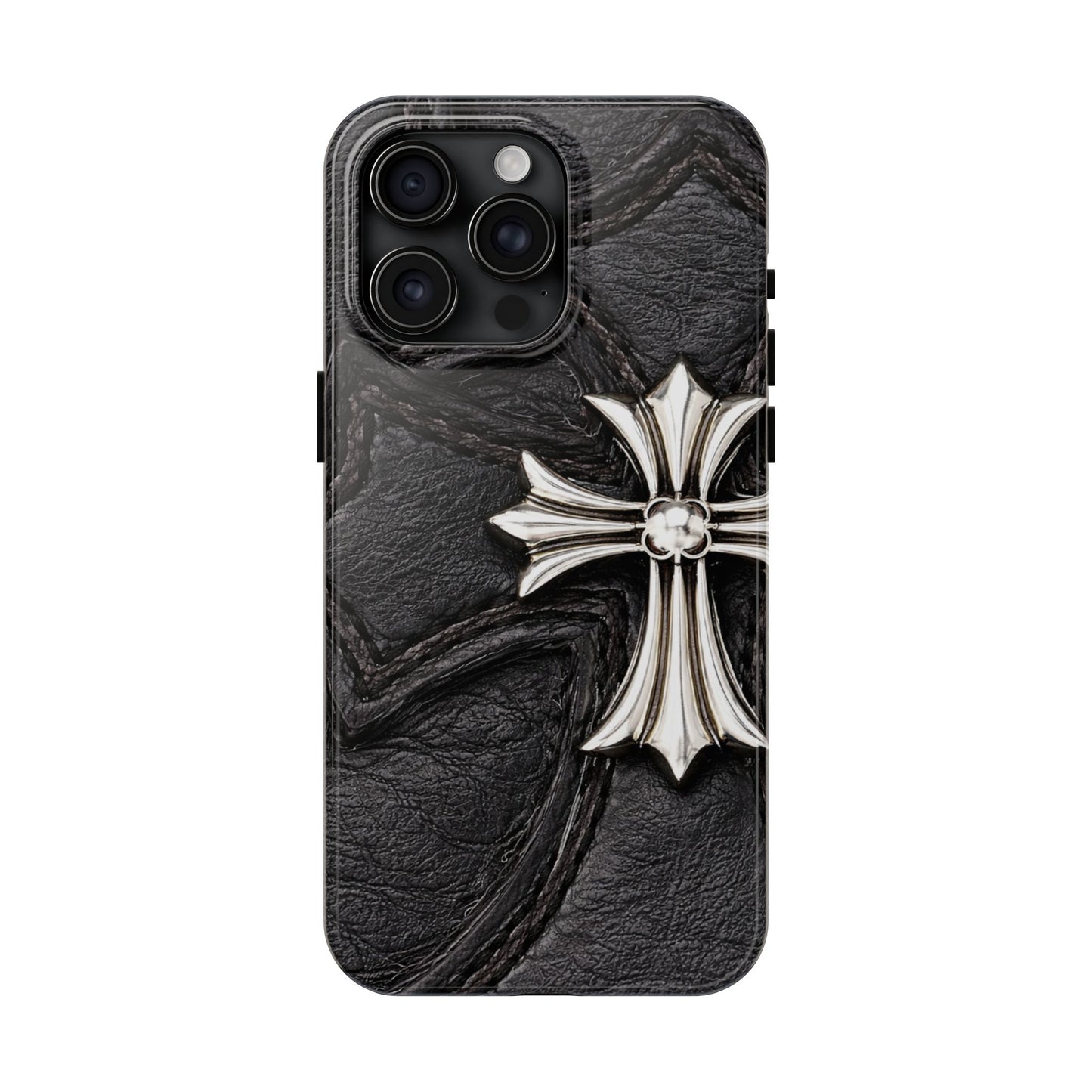 Black Leather Cross - Protective Phone Case