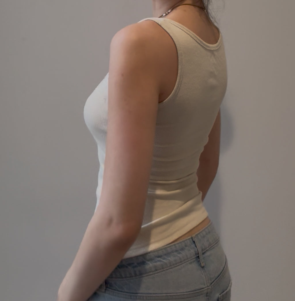 Y2K Beige Top with Buttons and Sequins