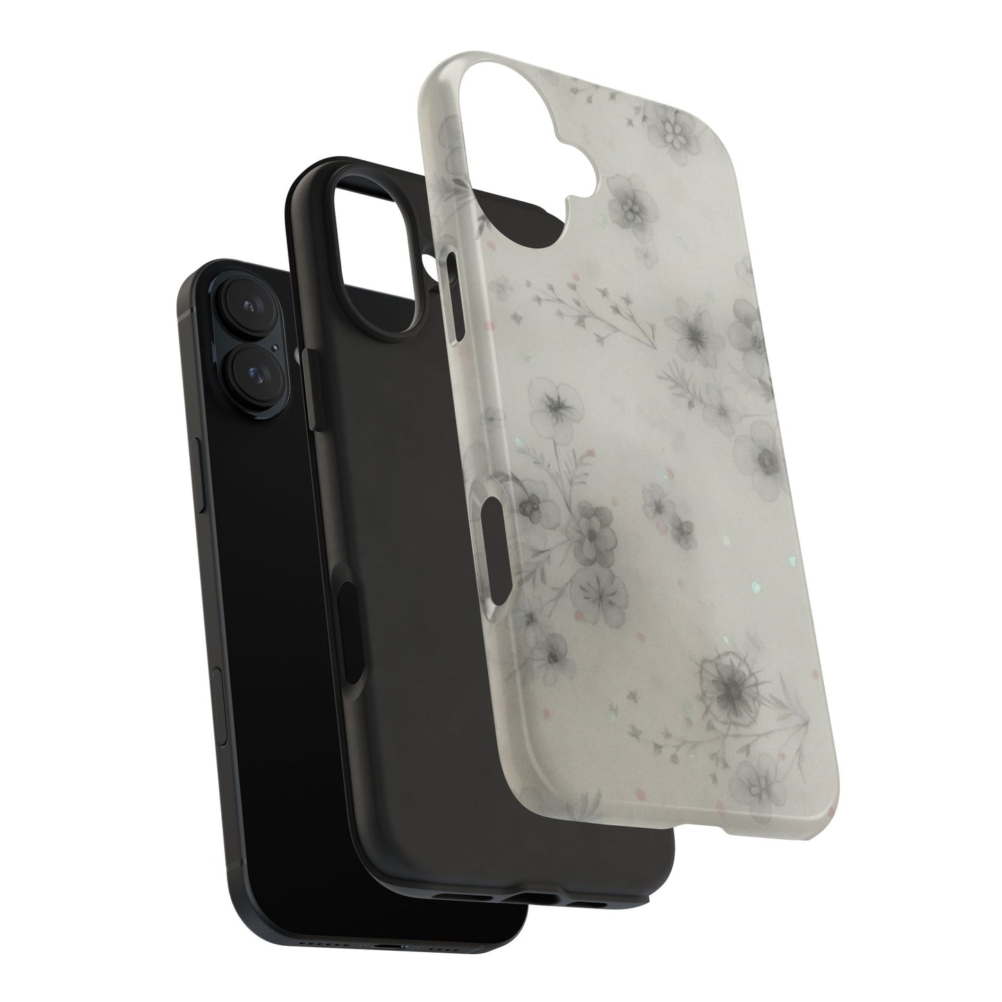 Misty Gray Floral - Protective Phone Case