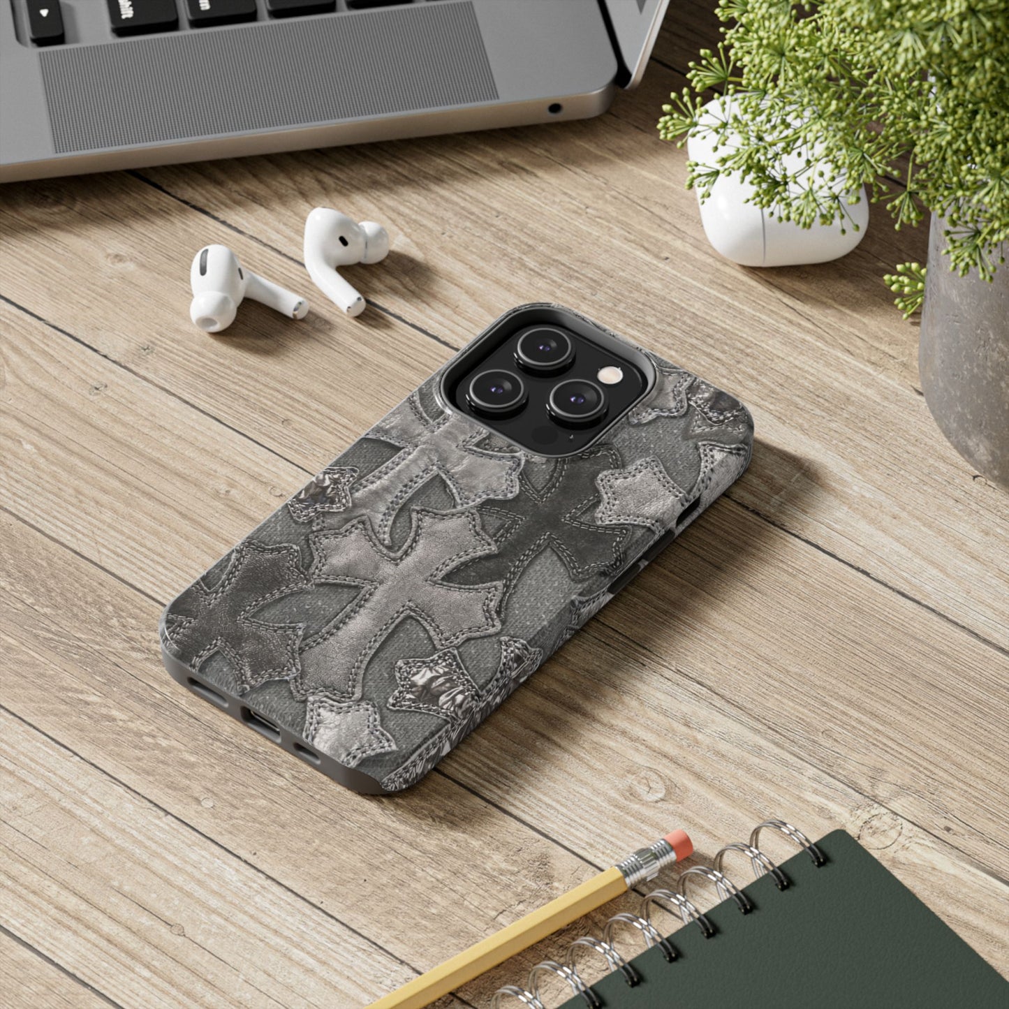 Grey Patchwork Crosses - Protective Phone Case