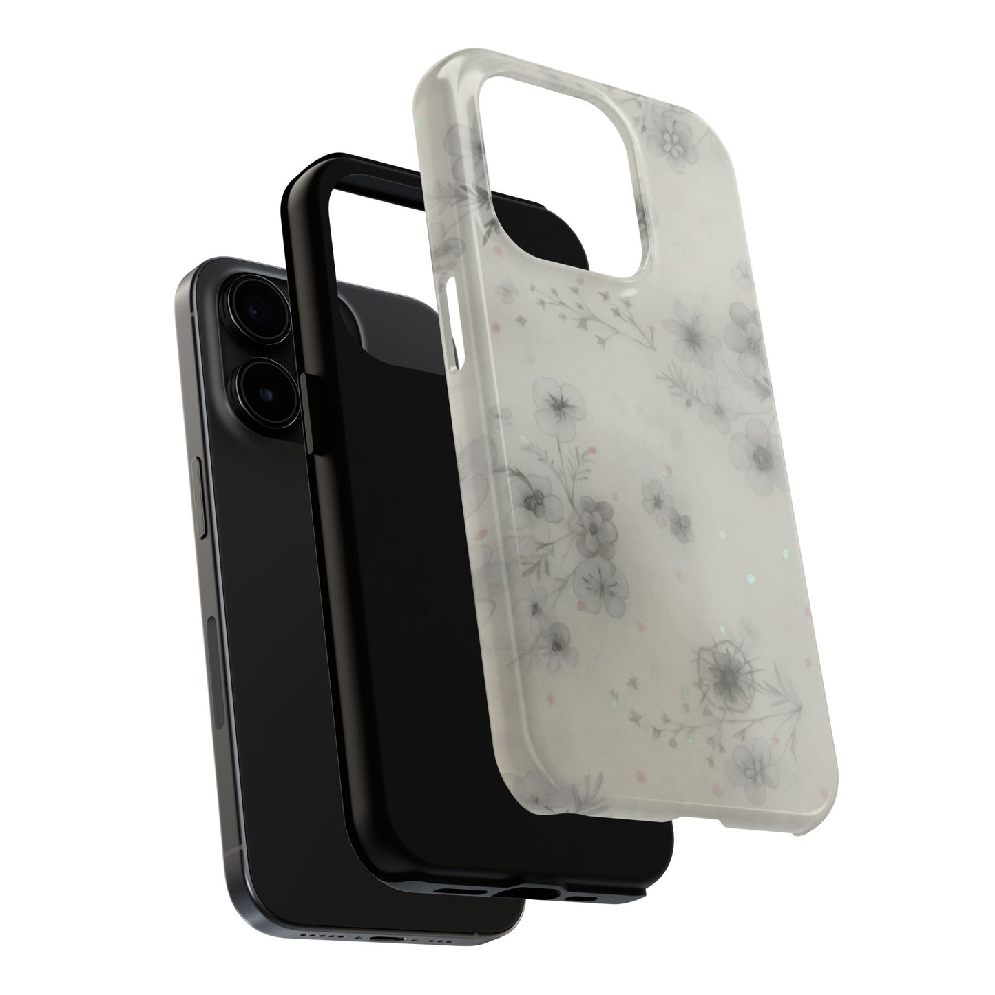Misty Gray Floral - Protective Phone Case