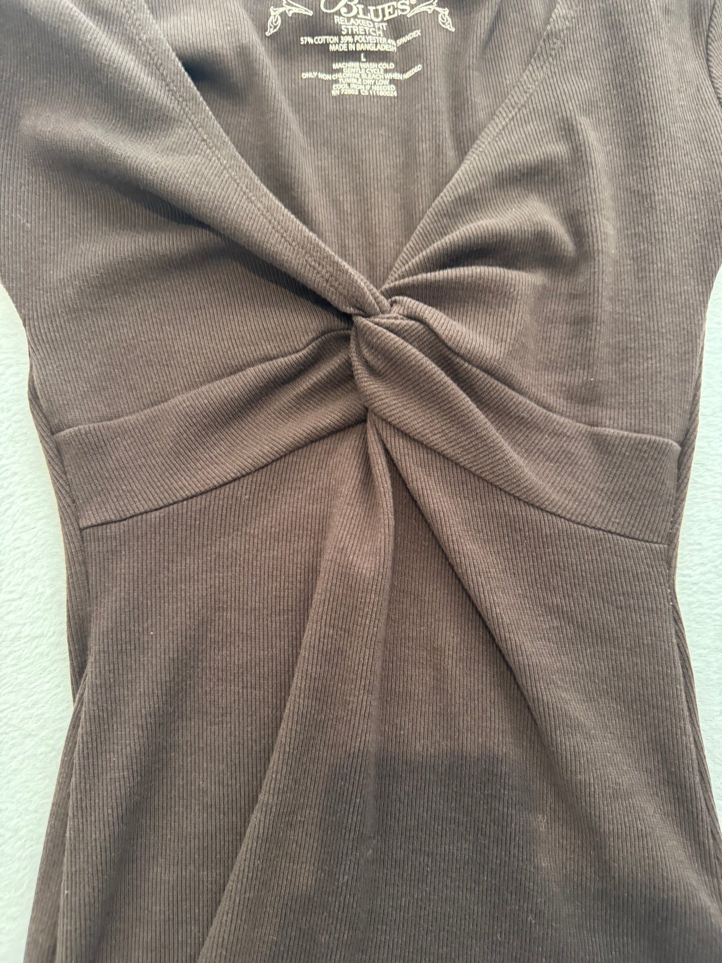 Brown Baby Tee with Tie in the Front