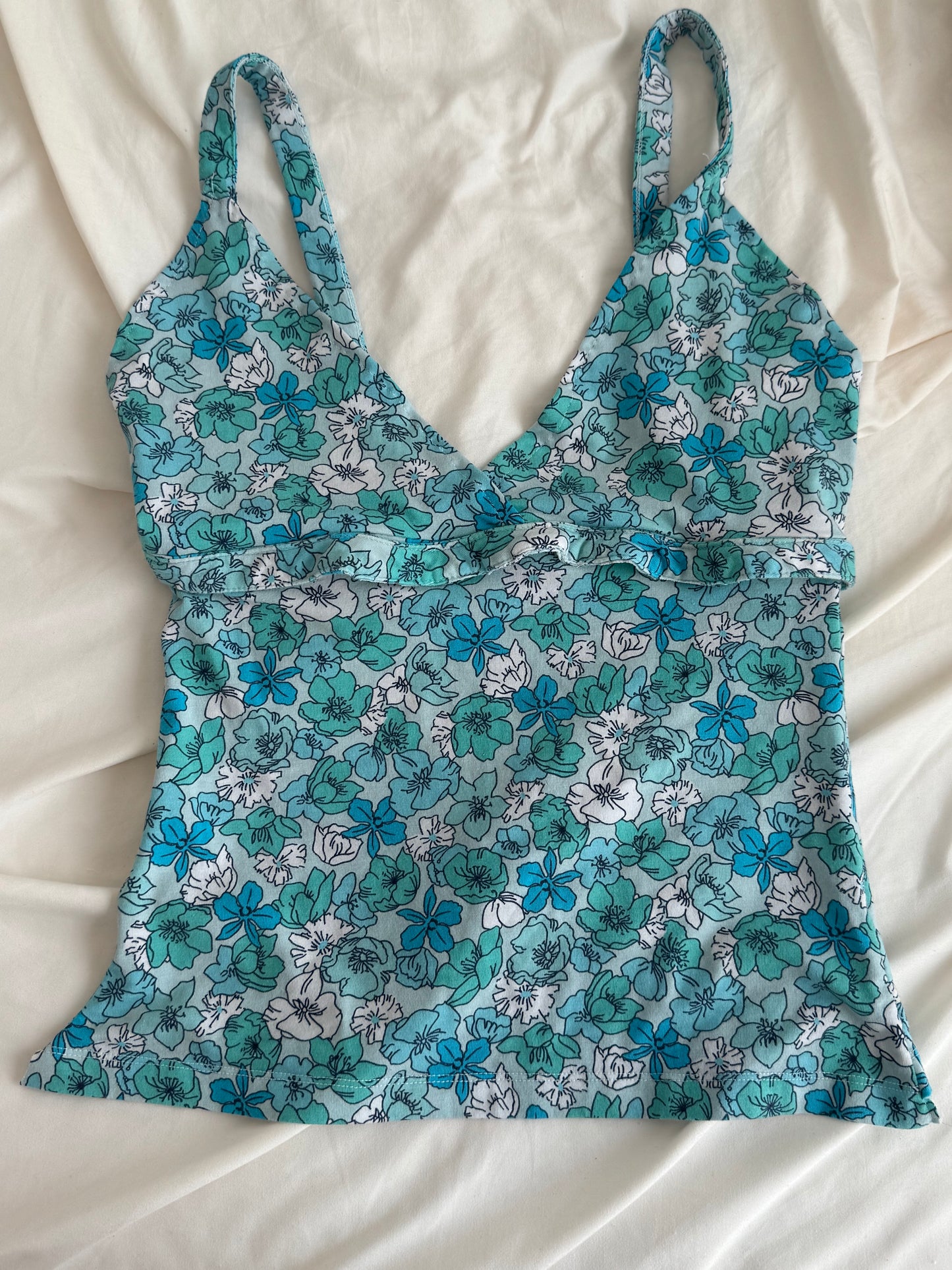 Blue and Teal Floral Babydoll Top