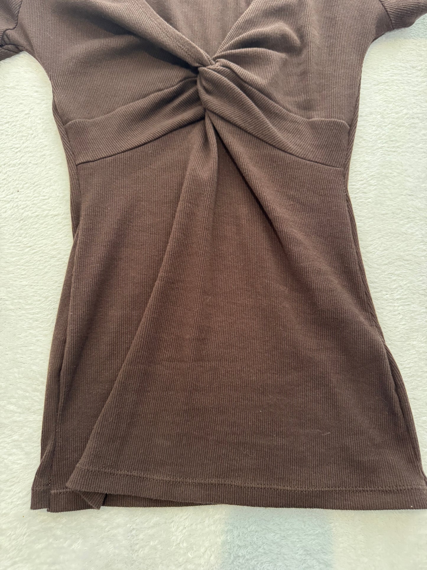 Brown Baby Tee with Tie in the Front