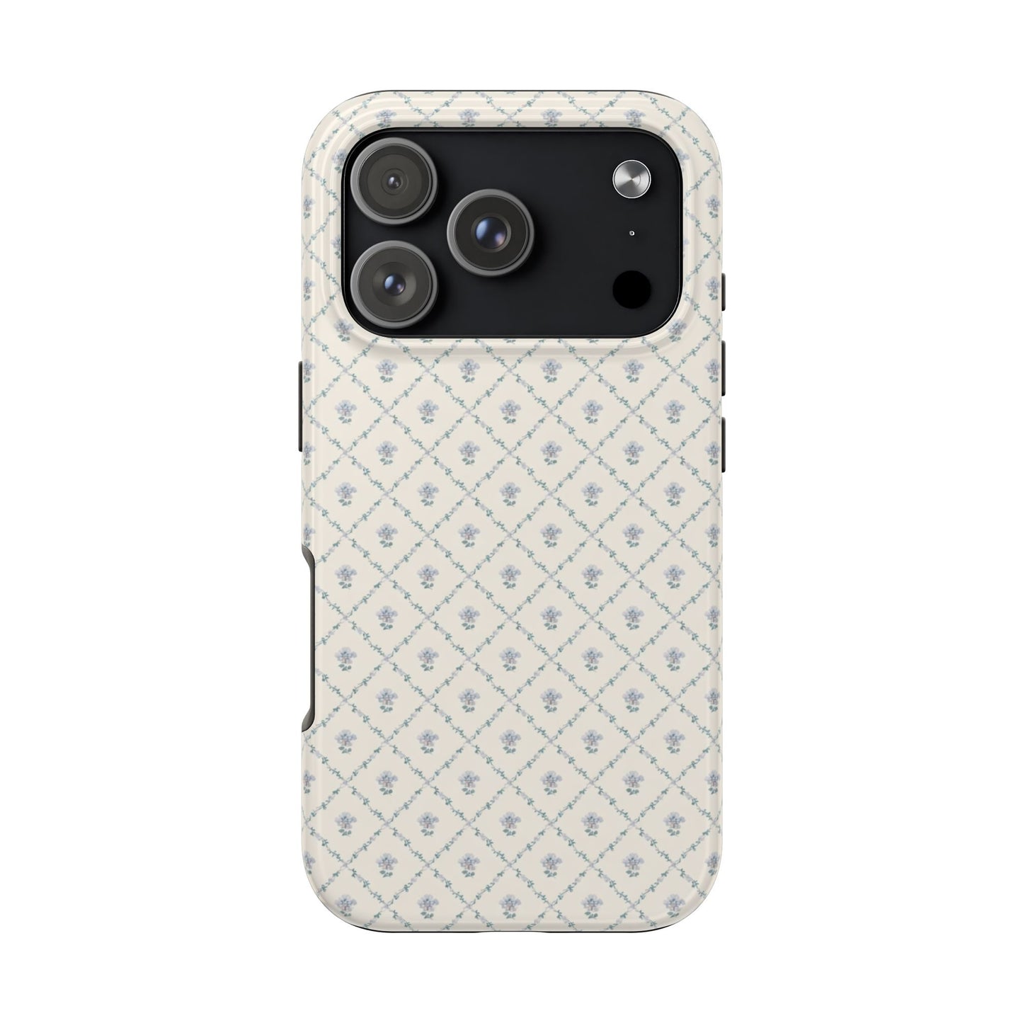 Vintage Blue Floral Wallpaper - Protective Phone Case