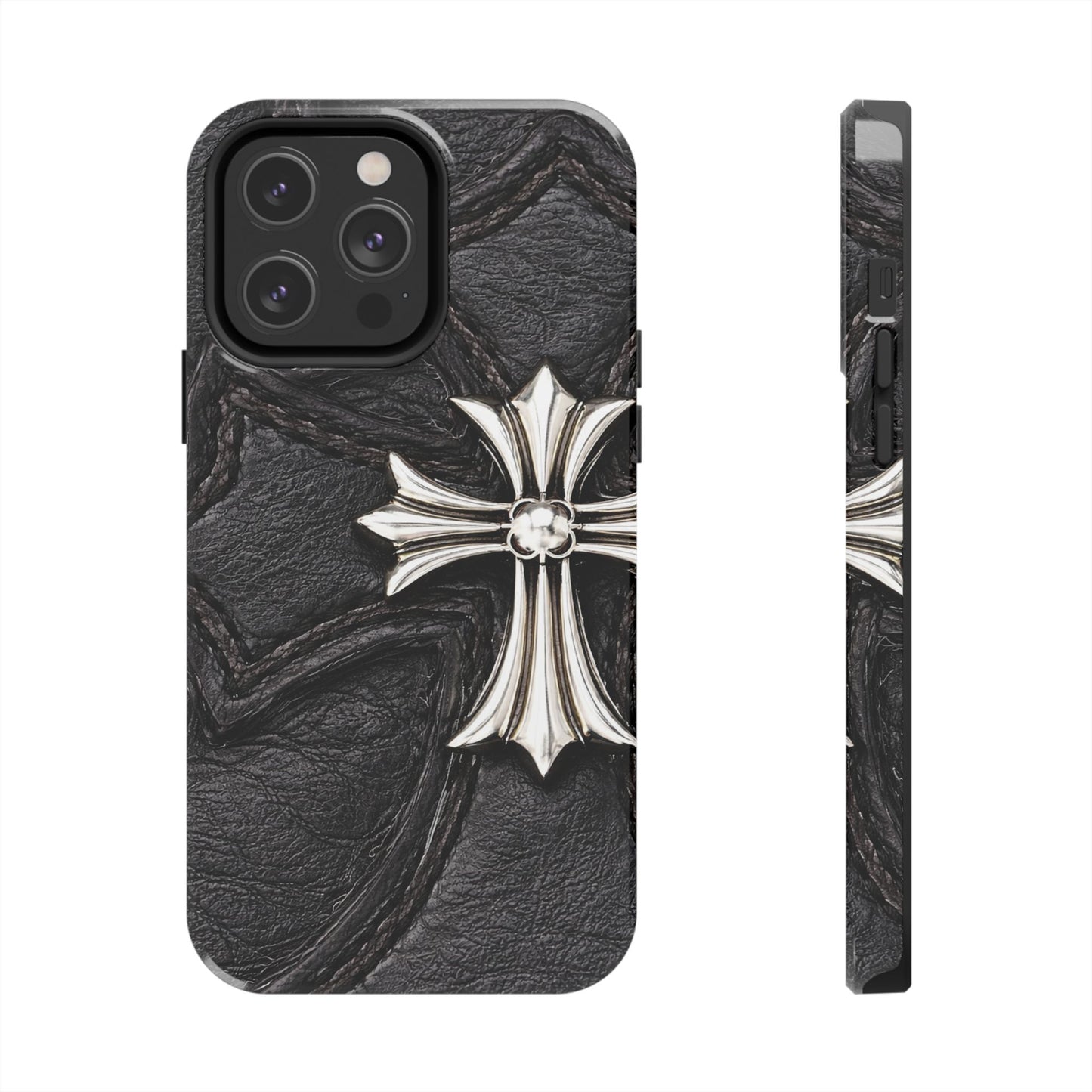 Black Leather Cross - Protective Phone Case