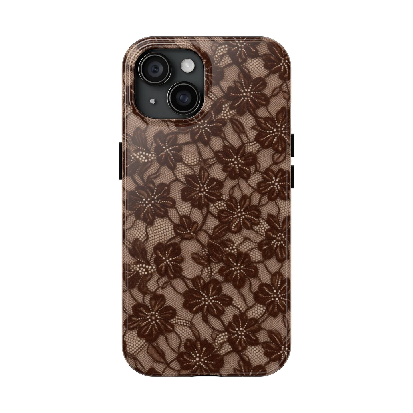 Brown Floral Lace - Protective Phone Case