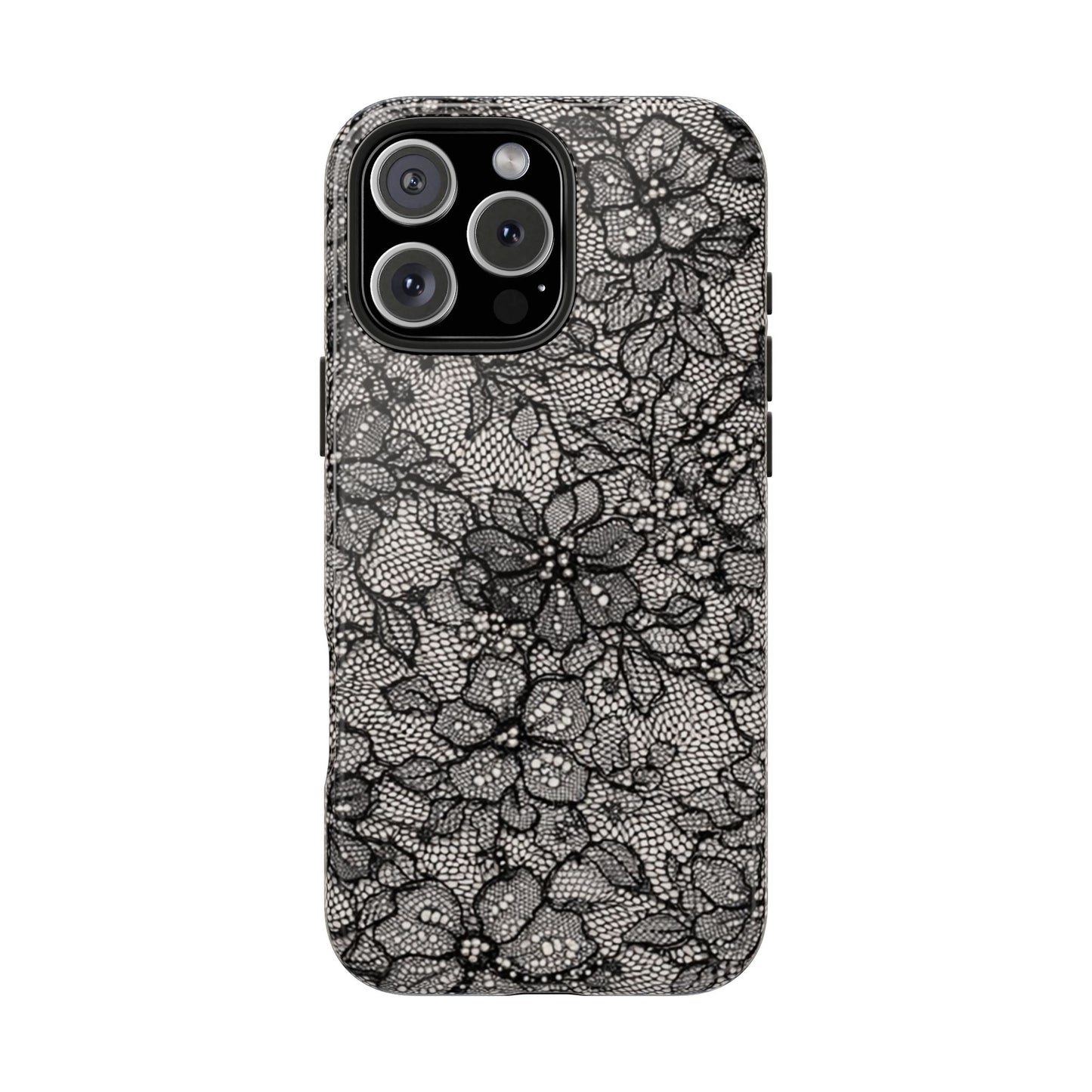 Black Floral Lace - Protective Phone Case