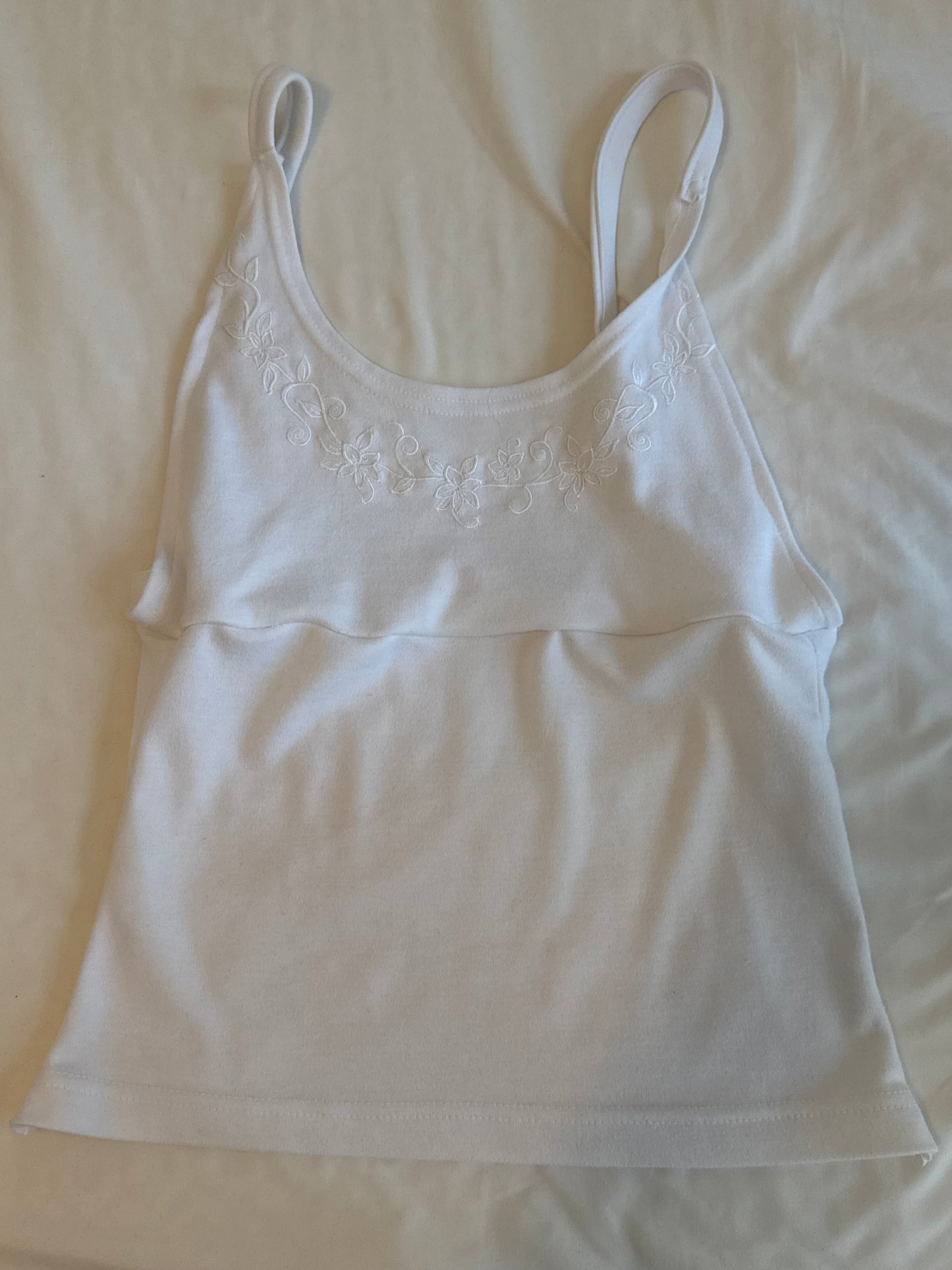 White Top with Floral Embroidery