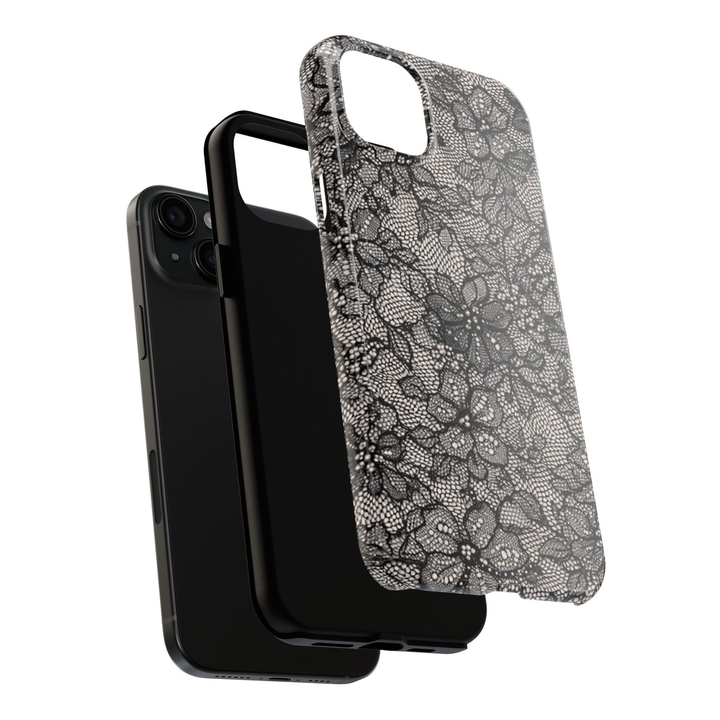 Black Floral Lace - Protective Phone Case