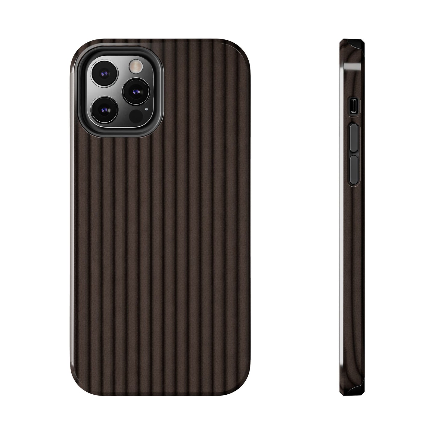 Ribbed Dark Brown Tough Phone Case – Slim Protective Mobile Cover