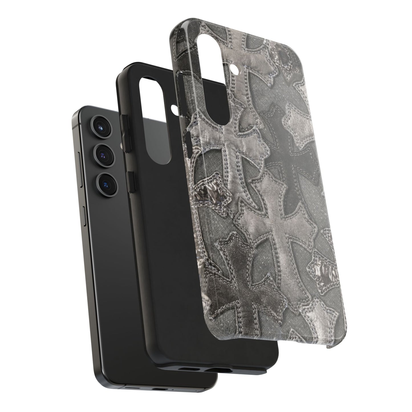Grey Patchwork Crosses - Protective Phone Case
