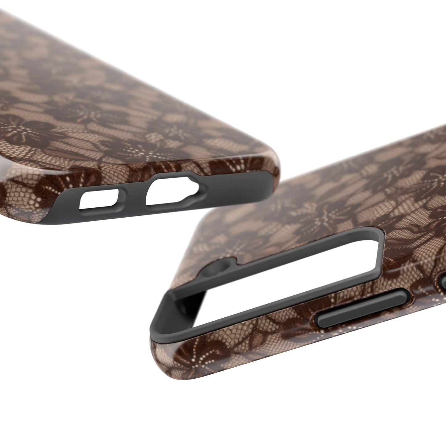 Brown Floral Lace - Protective Phone Case