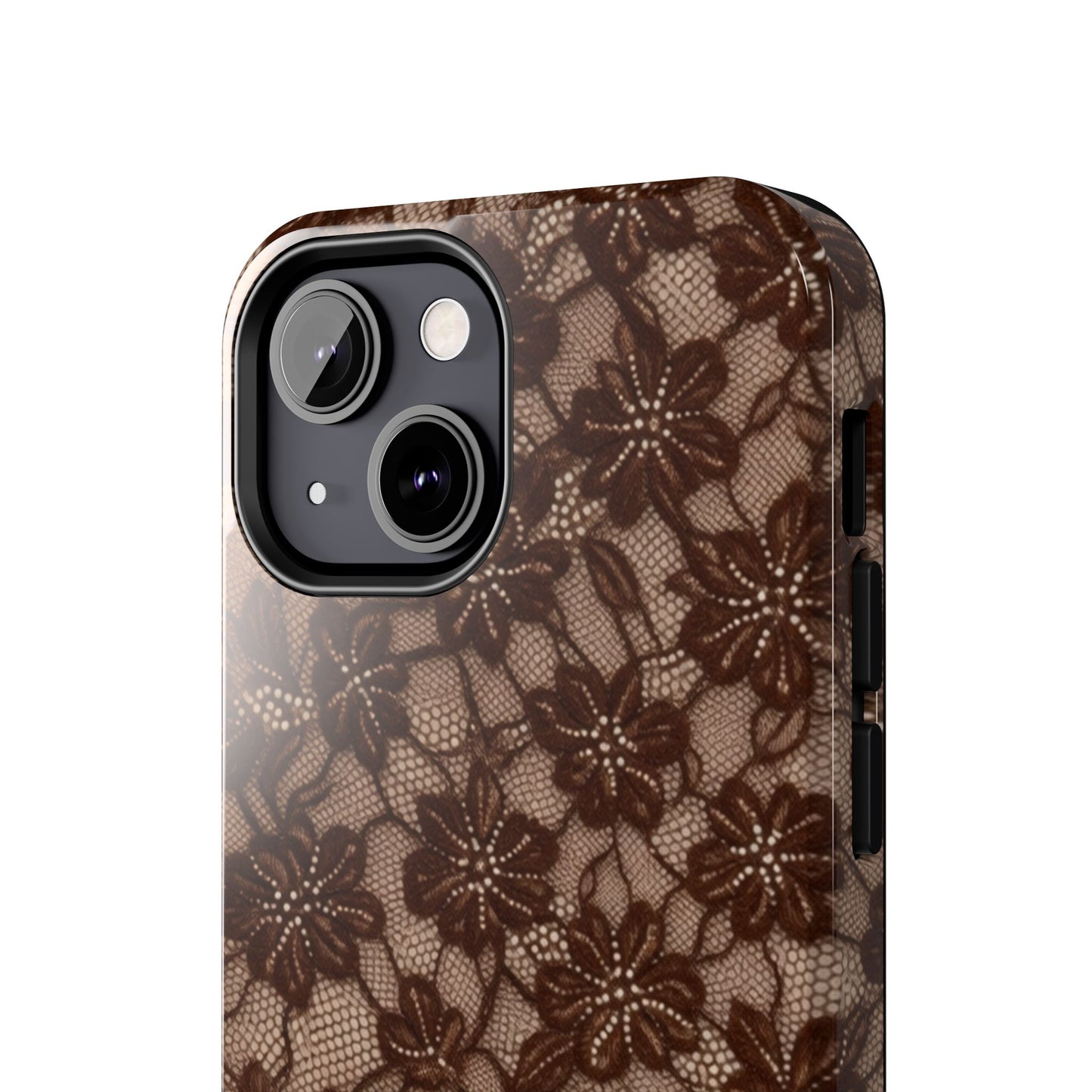 Brown Floral Lace - Protective Phone Case