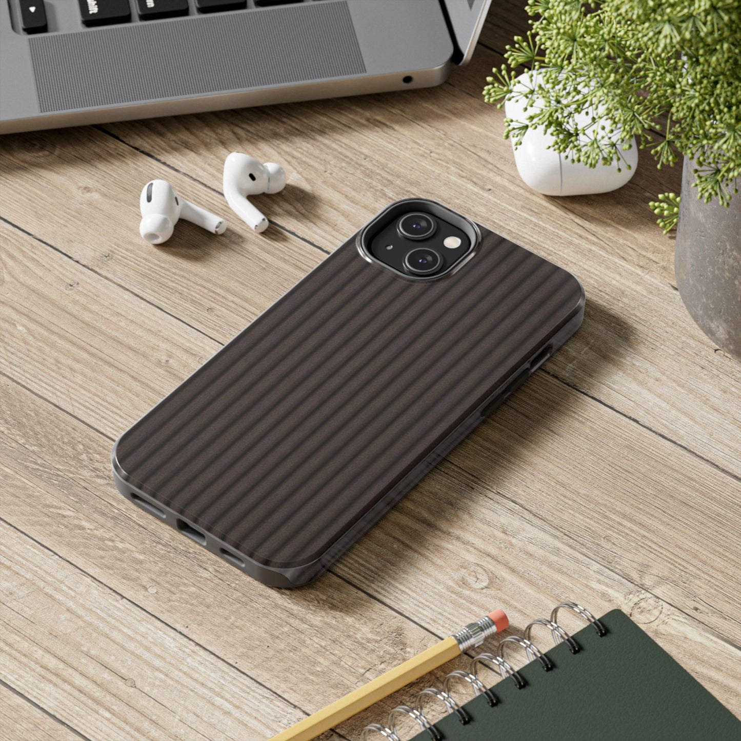 Ribbed Dark Brown Tough Phone Case – Slim Protective Mobile Cover