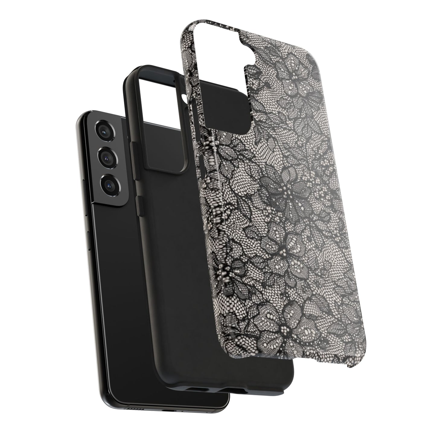 Black Floral Lace - Protective Phone Case
