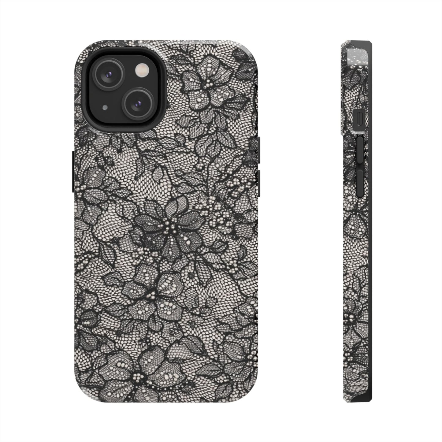 Black Floral Lace - Protective Phone Case