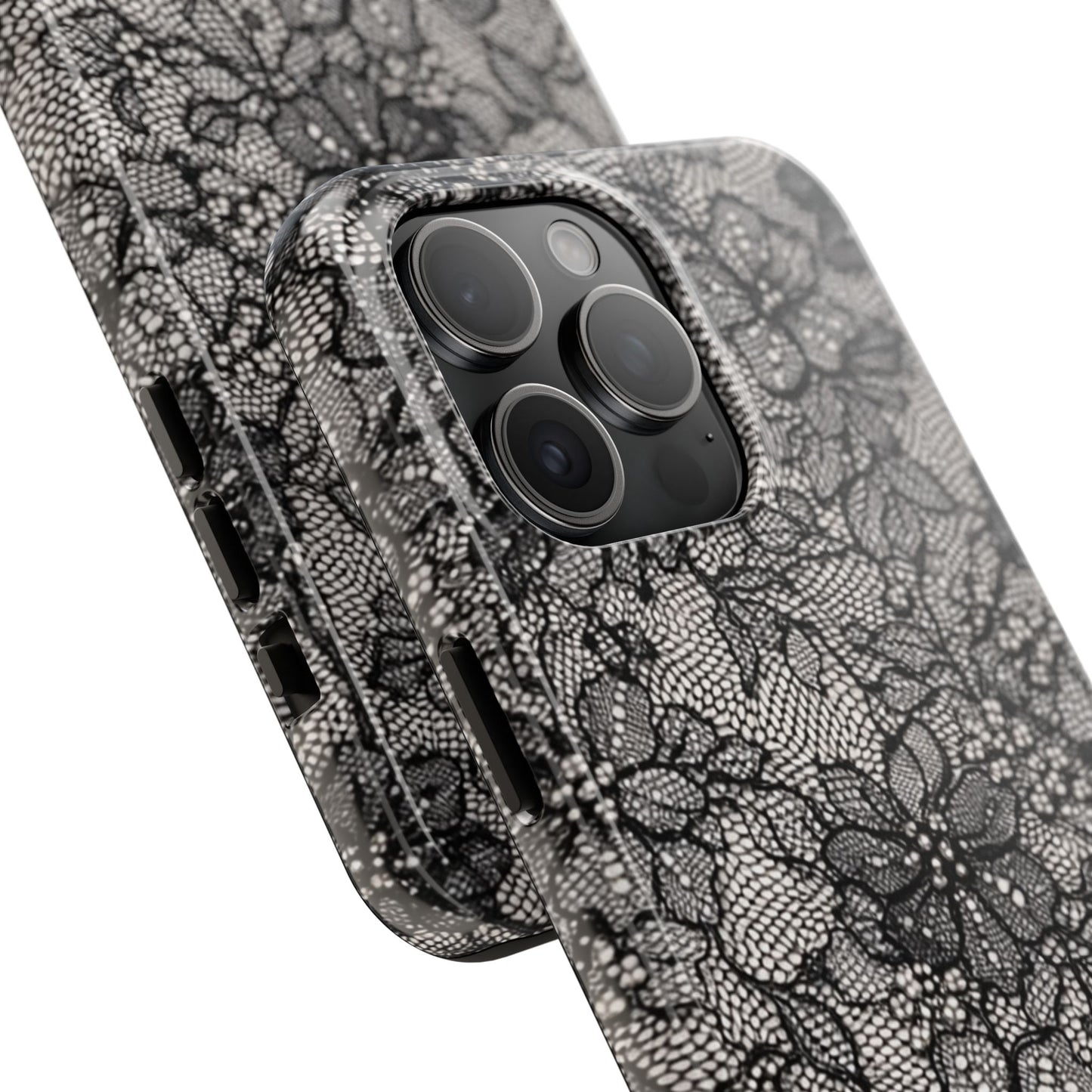 Black Floral Lace - Protective Phone Case