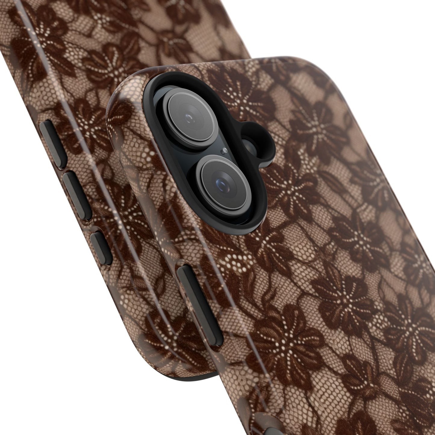 Brown Floral Lace - Protective Phone Case