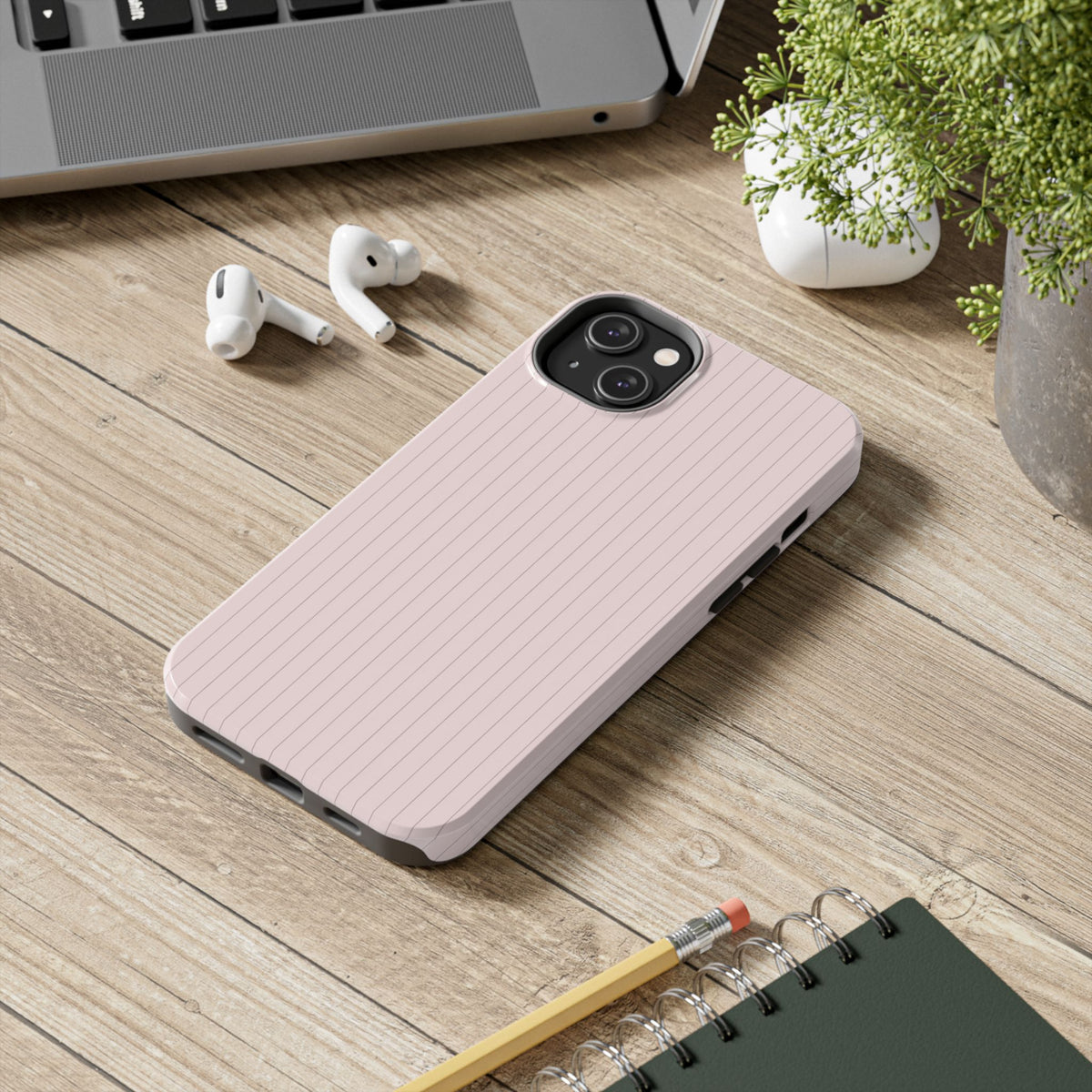 Blush Pinstripe - Protective Phone Case