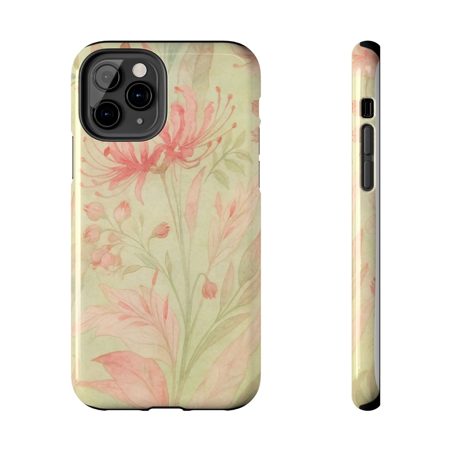 Pink Mint Floral - Protective Phone Case