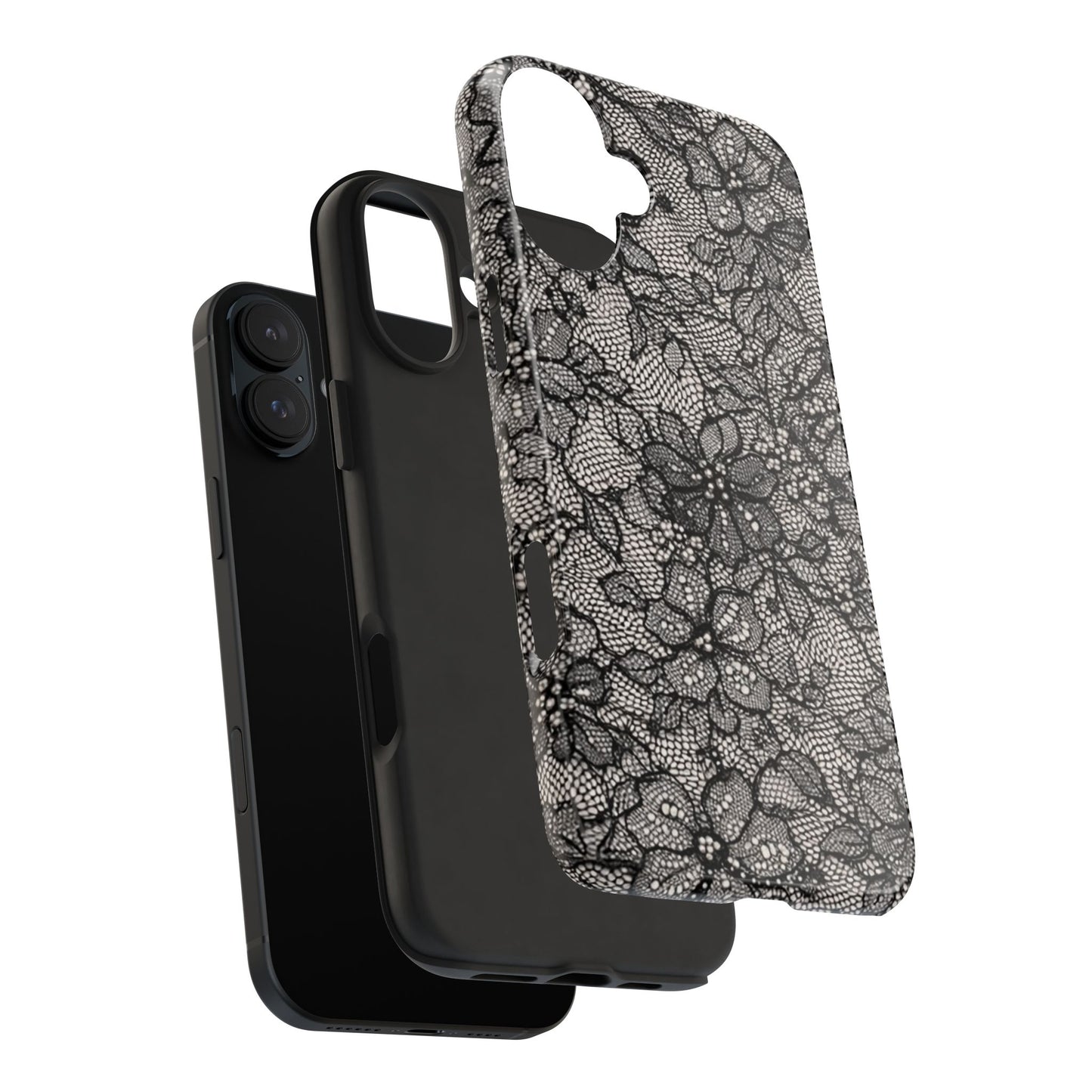 Black Floral Lace - Protective Phone Case