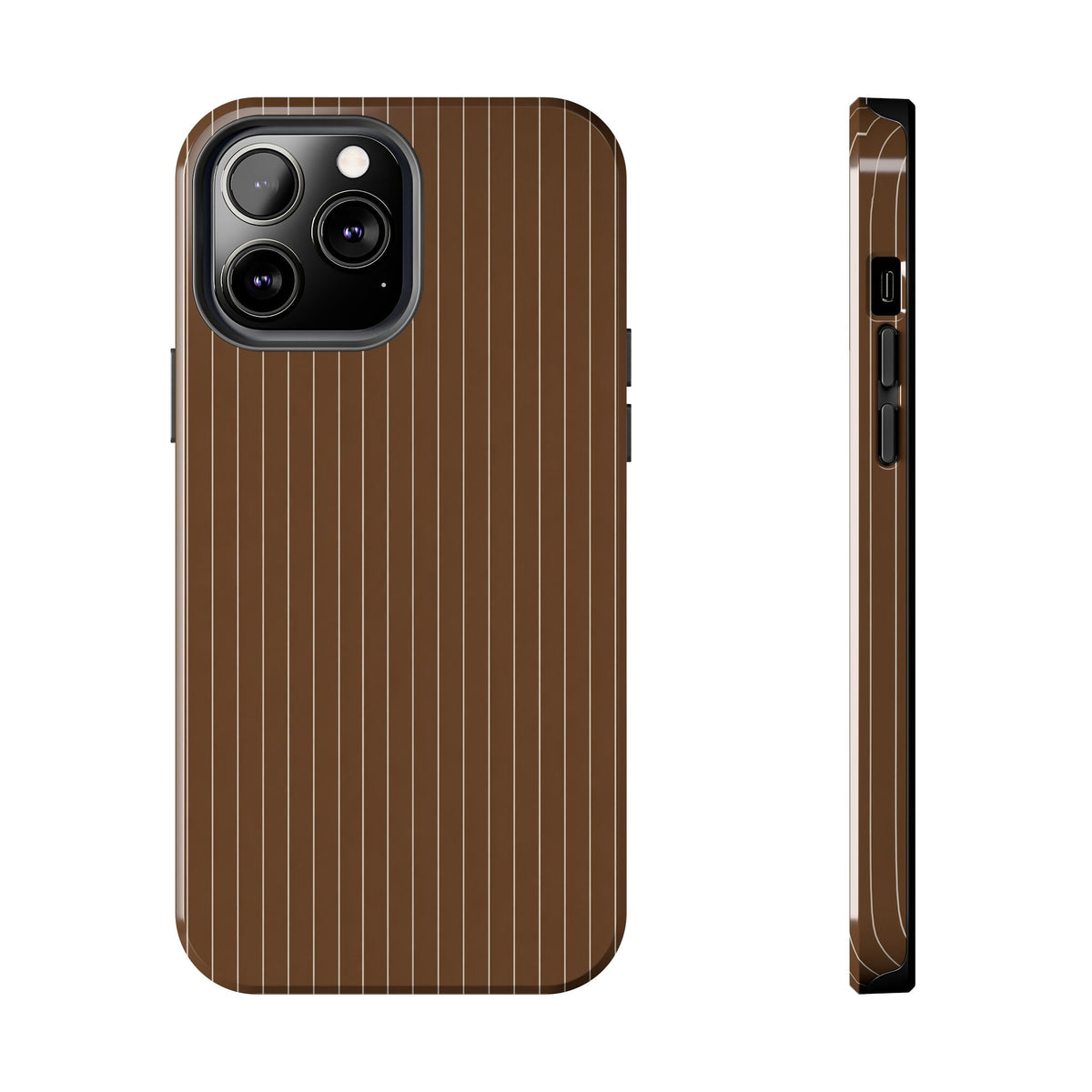 Brown Pinstripe - Protective Phone Case